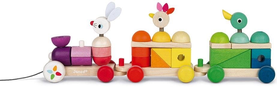 Janod Spielzeug-Eisenbahn »Zigolos Nachziehzug Hase, Huhn und Ente groß«, FSC®- schützt Wald - weltweit
