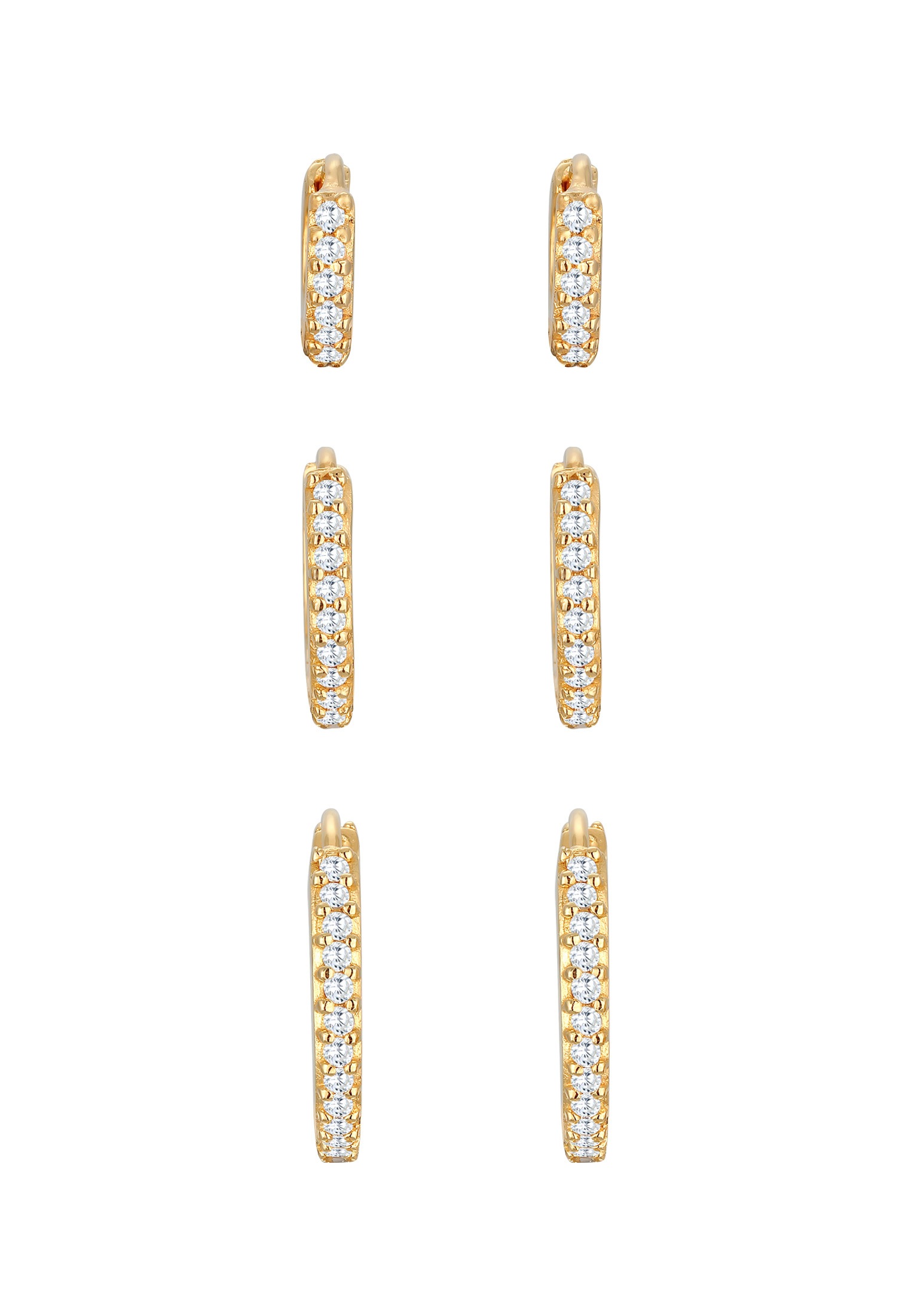 Elli Premium Paar Creolen »Ohrringe Creolen Zirkonia 3er Set Elegant 925 Silber«
