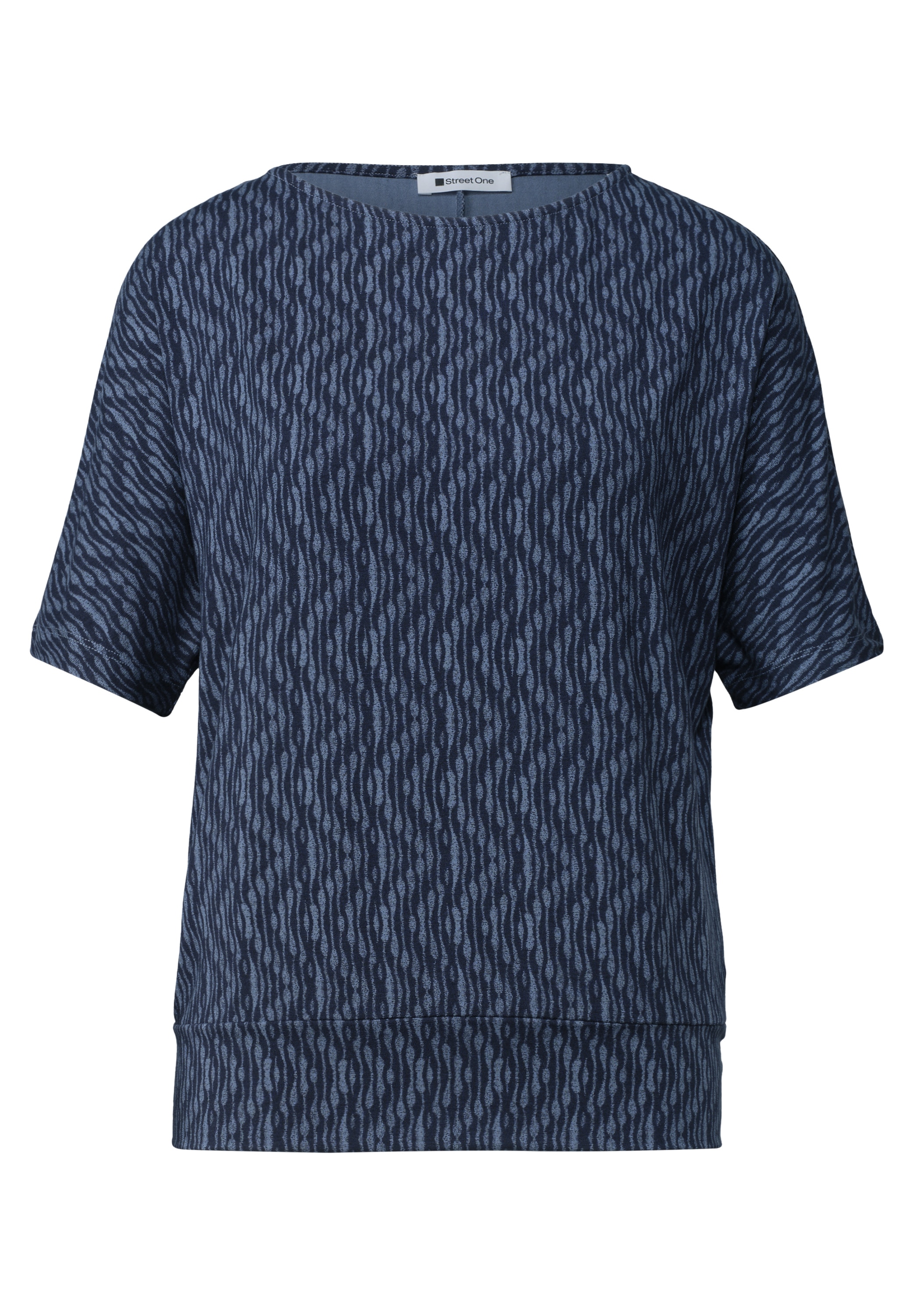 STREET ONE Rundhalsshirt Sommershirt mit ALlover-Muster und U-Boot-Ausschnitt
