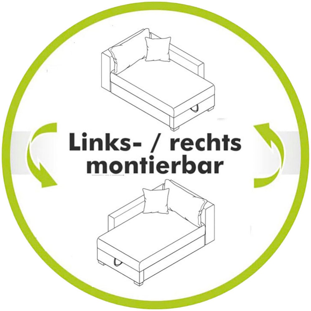Jockenhöfer Gruppe Recamiere »Romeo, B: 164 cm, Liegefl: 90x210 cm, Schlaffunktion« Schlafsofa mit Bettfunktion, Bettkasten & Kissen, Federkern
