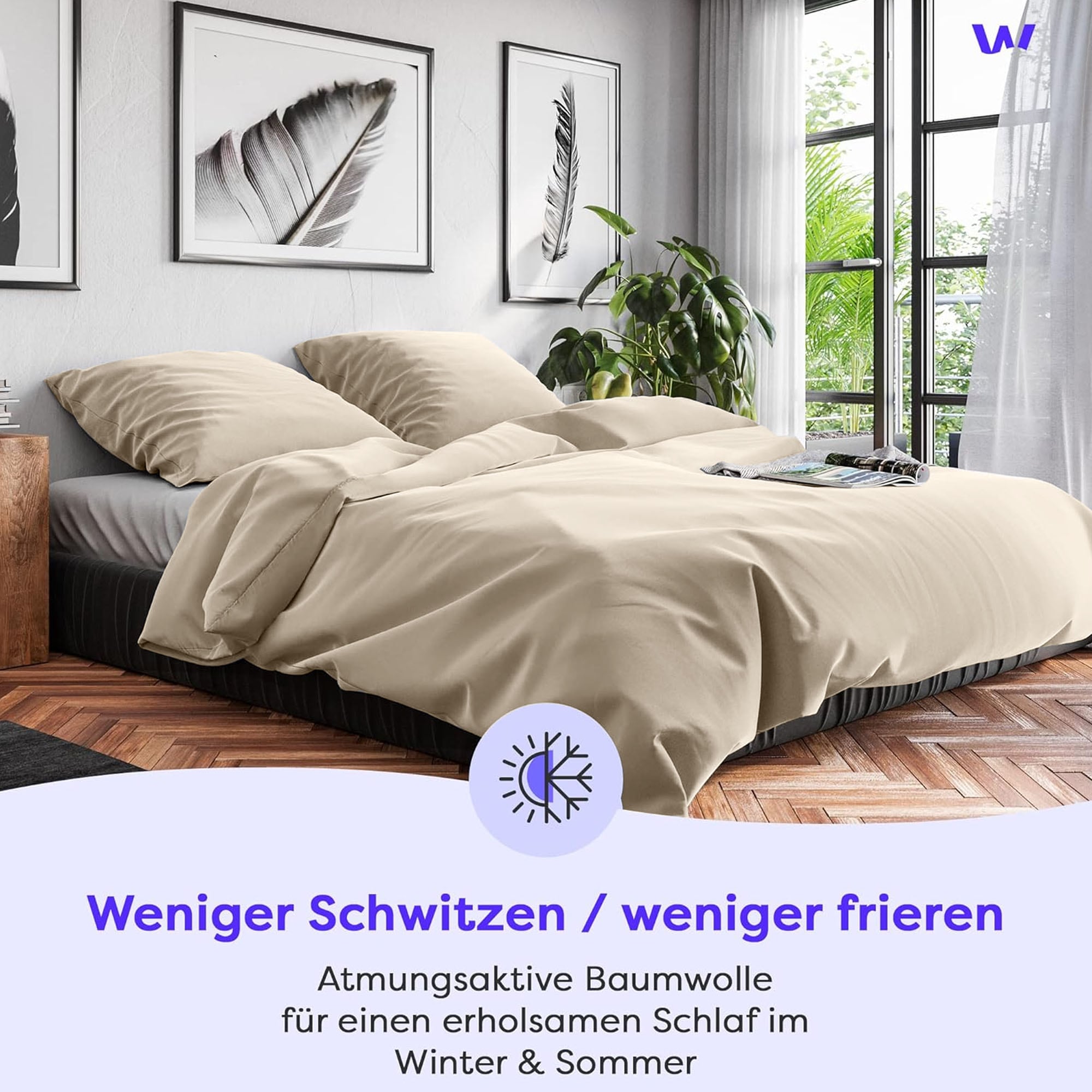 Wolkenfeld Bettwäsche »Renforcé Bettwäsche Baumwolle - Natürlich weiches Schlafgefühl« 2 tlg. 135x200 cm, 155x220 & Übergrößen I inkl. Kissenbezüge 80x80 I uni