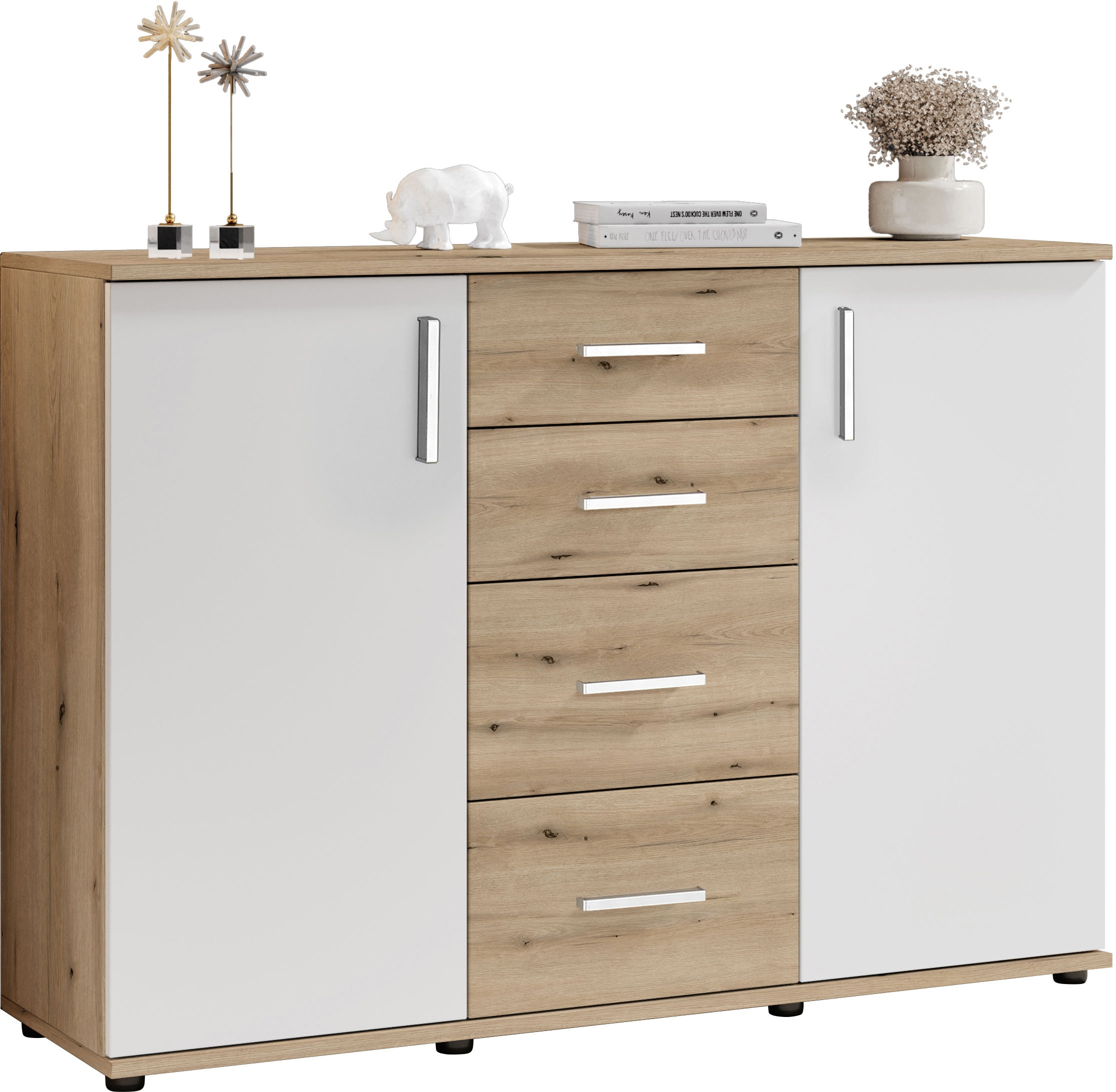 HBZ Kommode »BC-Drift-2, Sideboard Stellmaß 120x84x35 cm«, (1 St.), Sideboard mit 2 Türen, 4 Schubkästen, 2 Einlegeböden