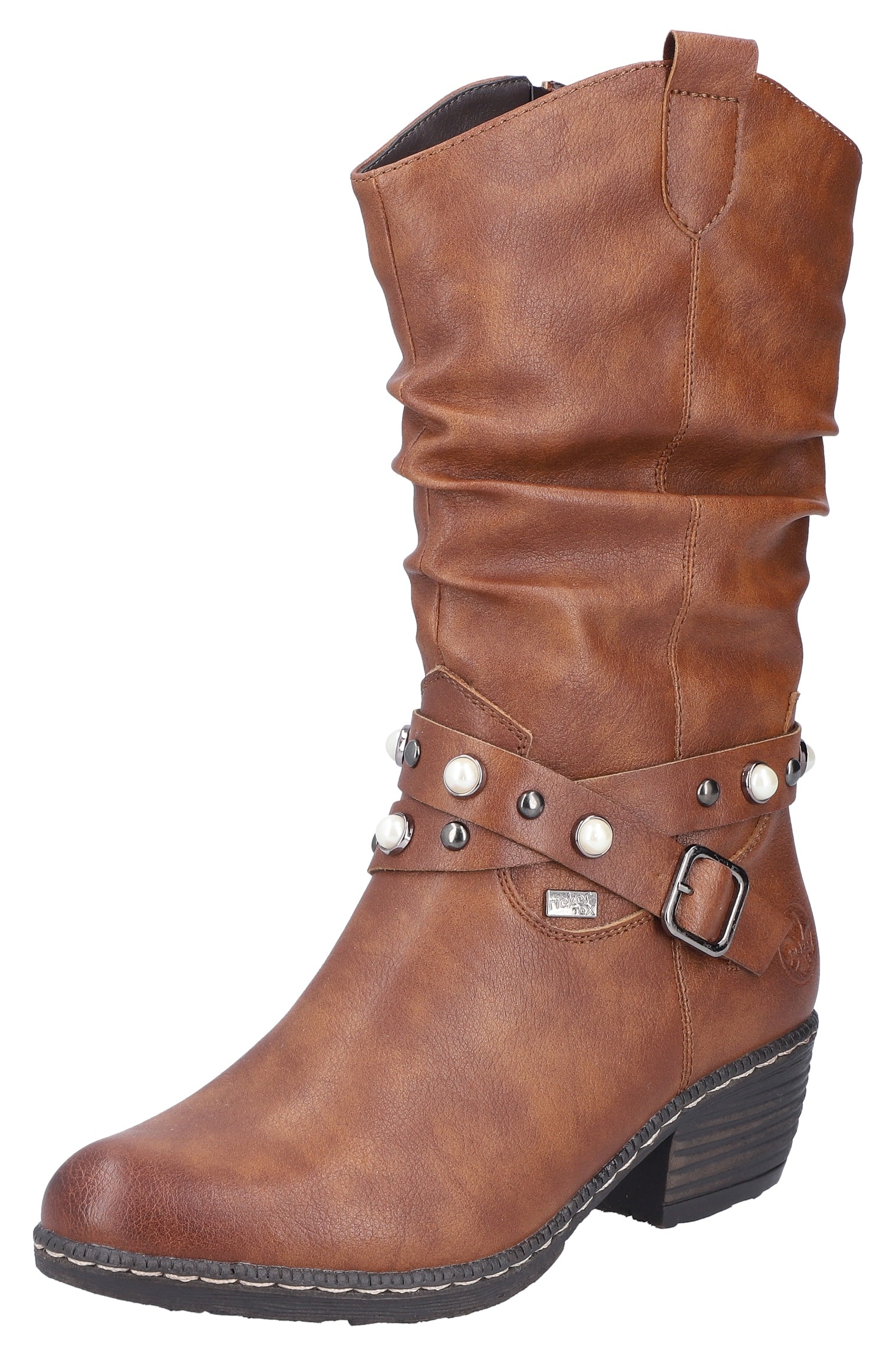 Westernstiefel, Cowboystiefel, Blockabsatz, mit wasserabweisender riekerTEX-Membran