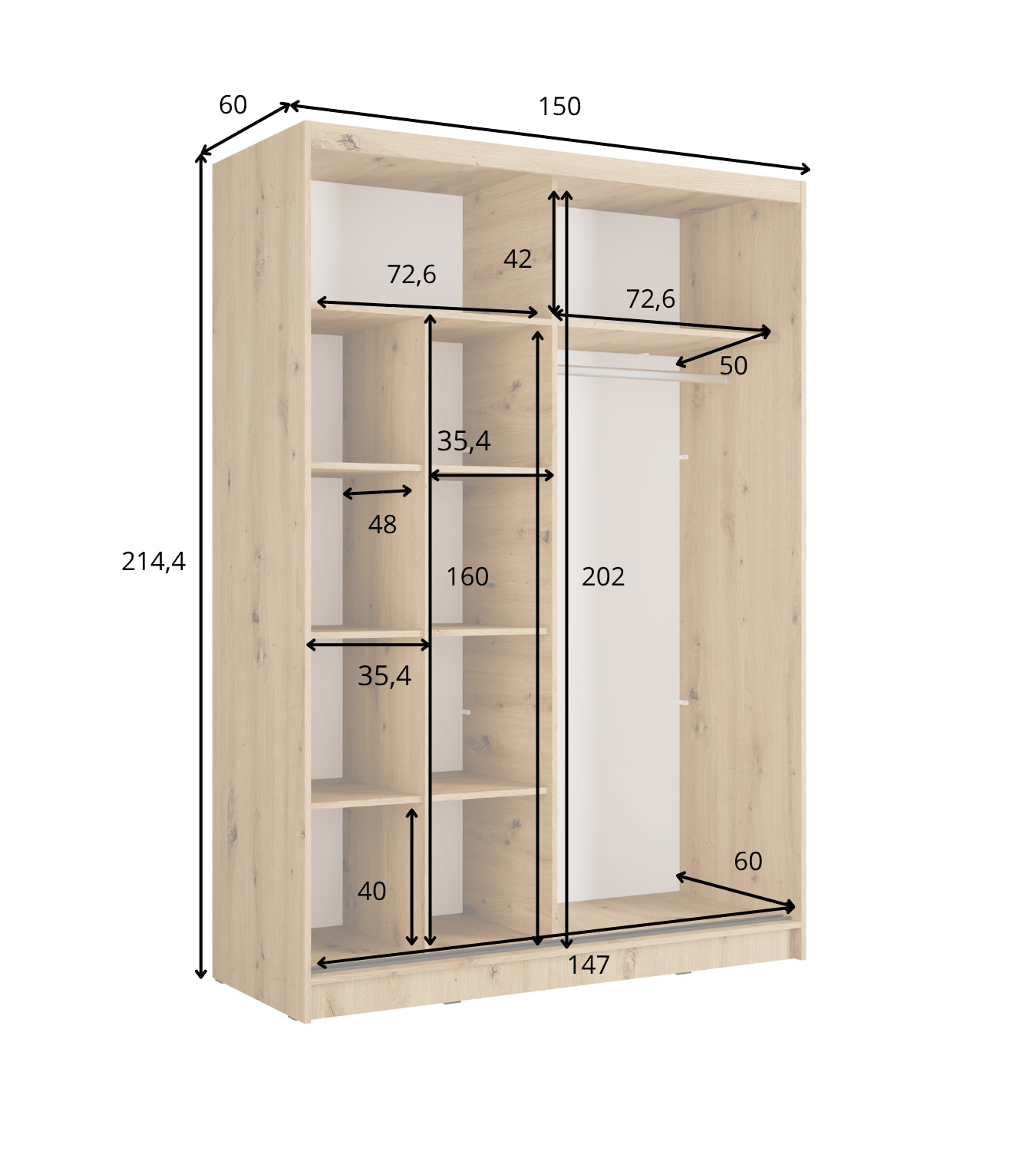 Home affaire »VILLEFRANCHE modern mit viel Stauraum, Fächer & Kleiderstange, Spiegel« Garderobe in 3 Breiten (155, 205, 248 cm), erhältlich in 3 Farben