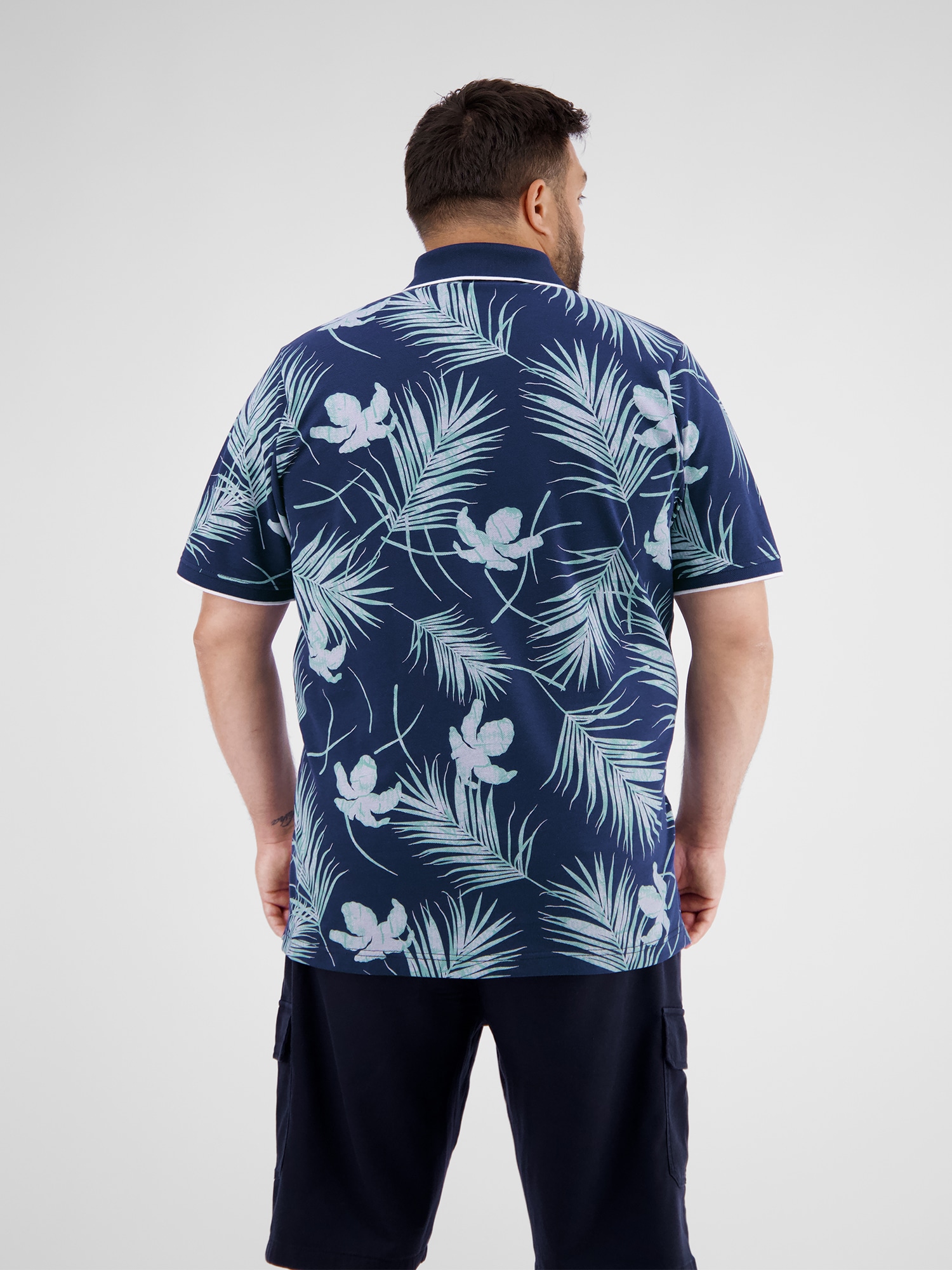 LERROS Poloshirt »LERROS Herren-Poloshirt, floral gemustert in Großen Größen«
