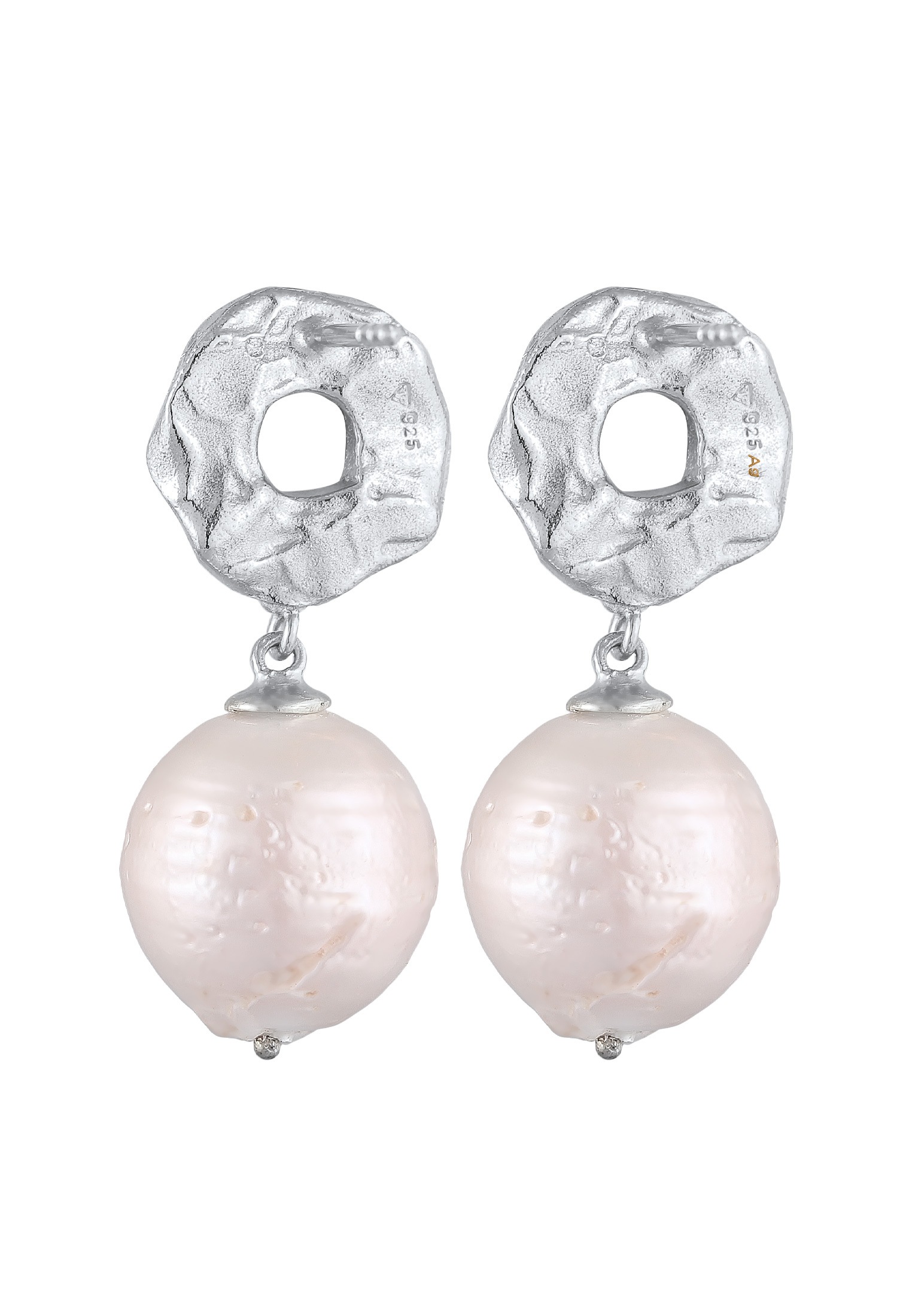 Elli Premium Paar Ohrstecker »Ohrringe Hänger Barock Süßwasserperle Disc 925 Silber«