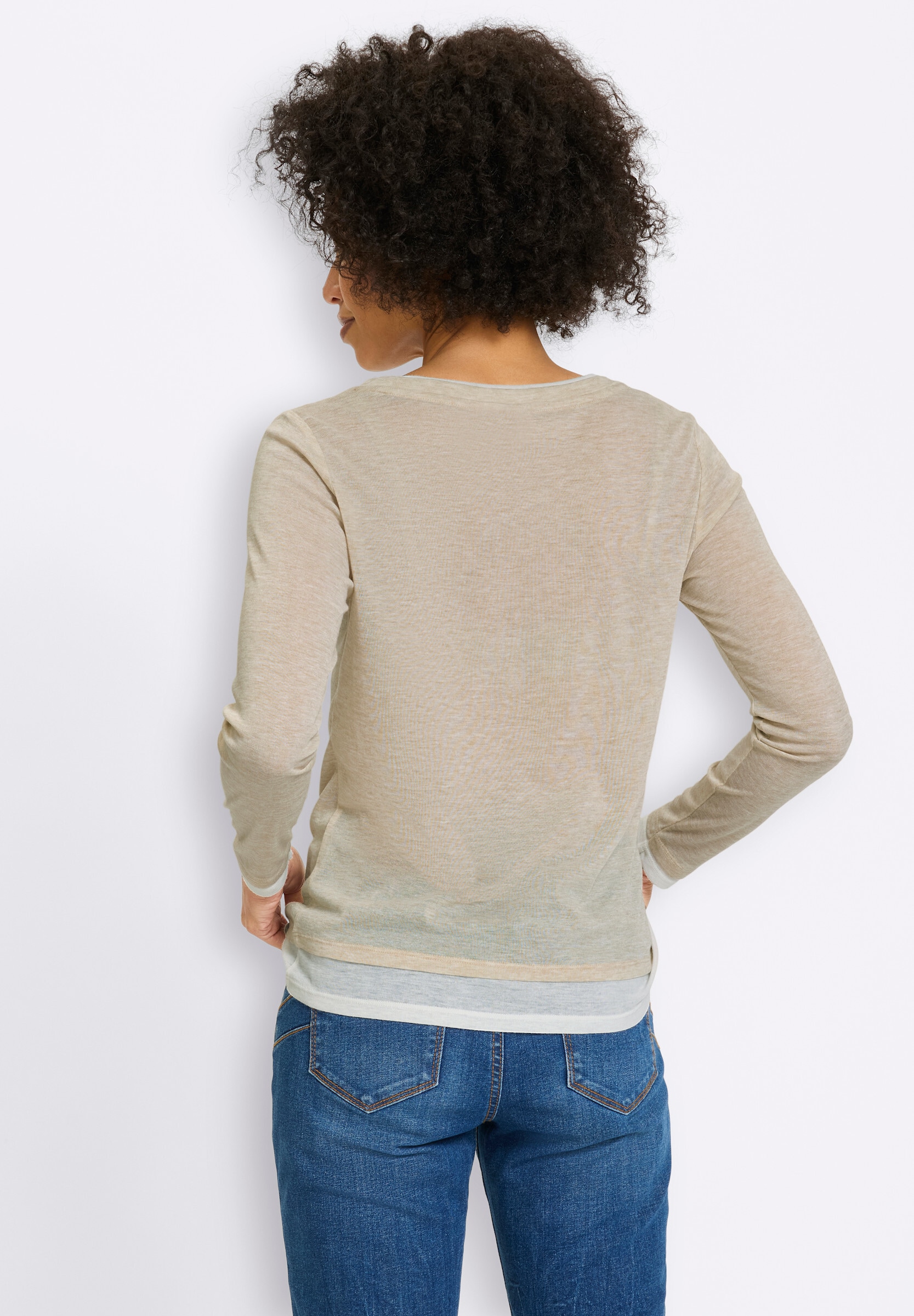 heine 2-in-1-Shirt »Langarm-Shirt 2-in-1-Langarmshirt mit kontrastfarbenen Abschlüssen«
