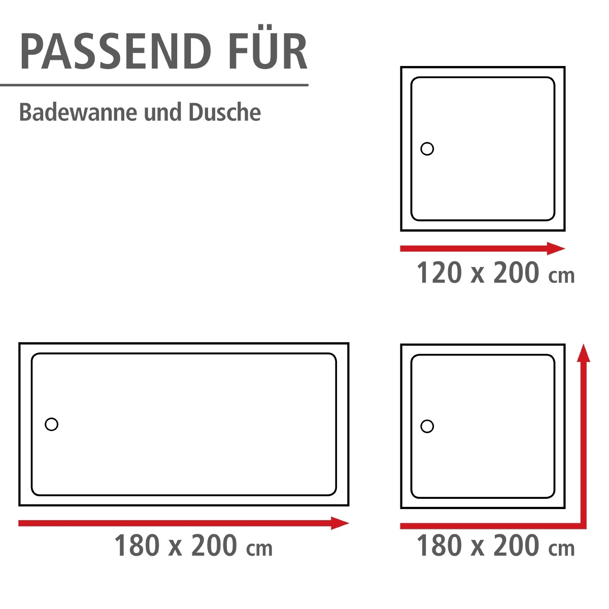 WENKO Duschvorhang »Uni Red«, Höhe 200 cm, waschbar