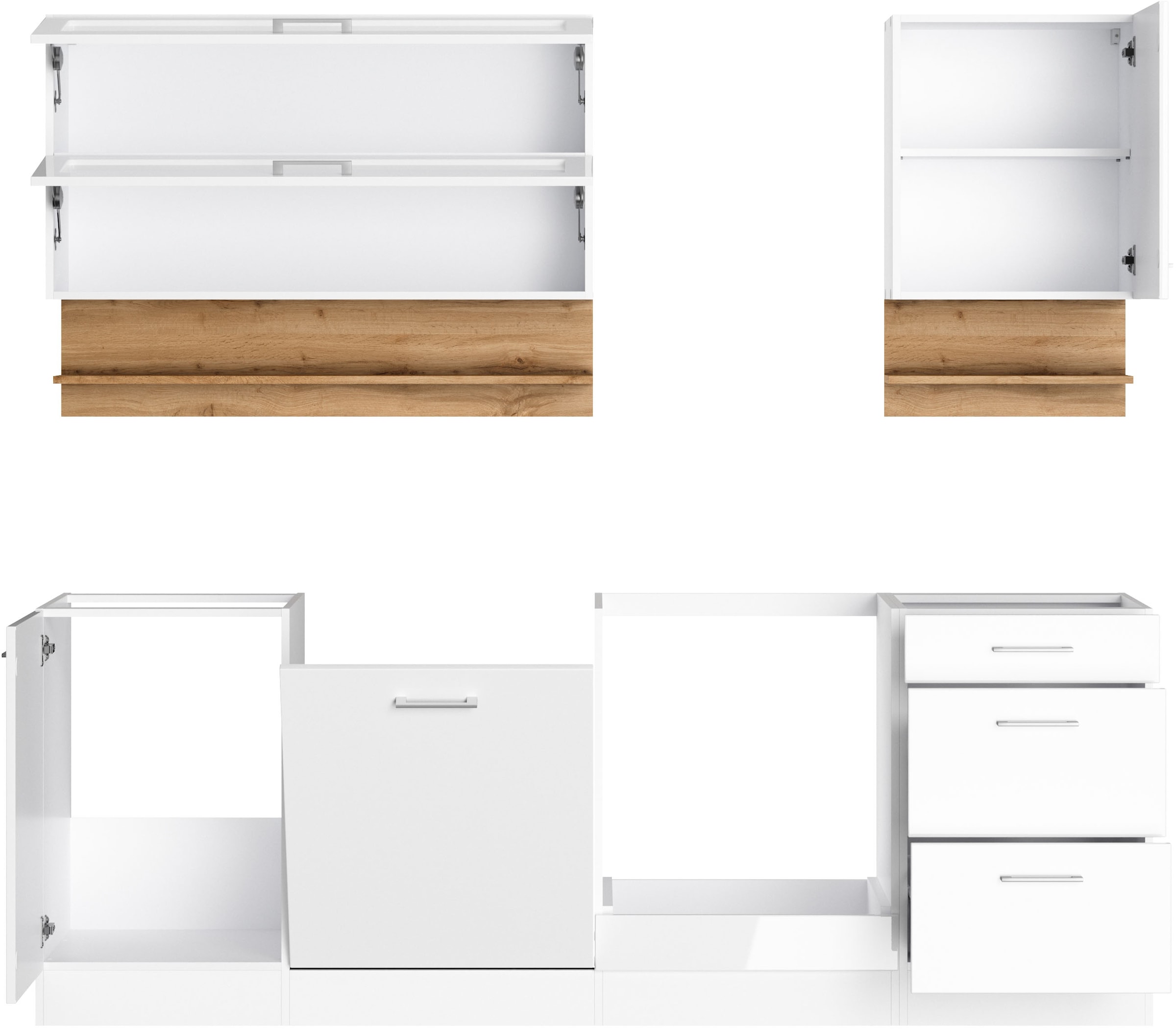 KOCHSTATION Küchenzeile »KS-Milan« 220 cm breit, robuste Metallauszüge, viel Stauraum