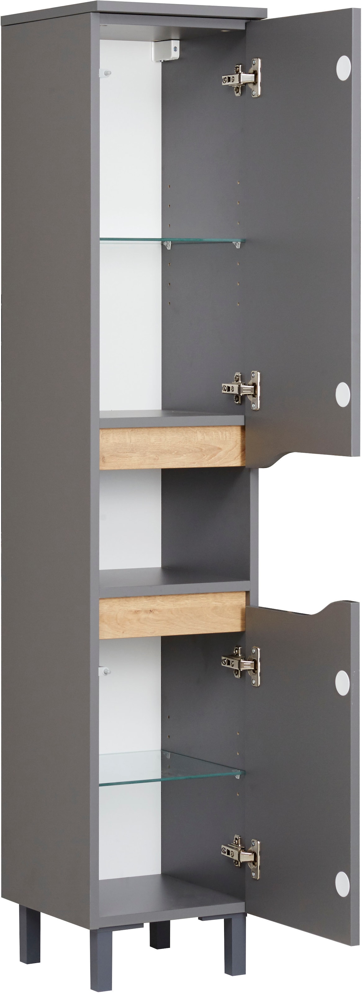 Saphir Badmöbel-Set »Quickset 3-teilig, Waschbeckenunterschrank mit LED-Spiegel« 3 Stk. tlg.