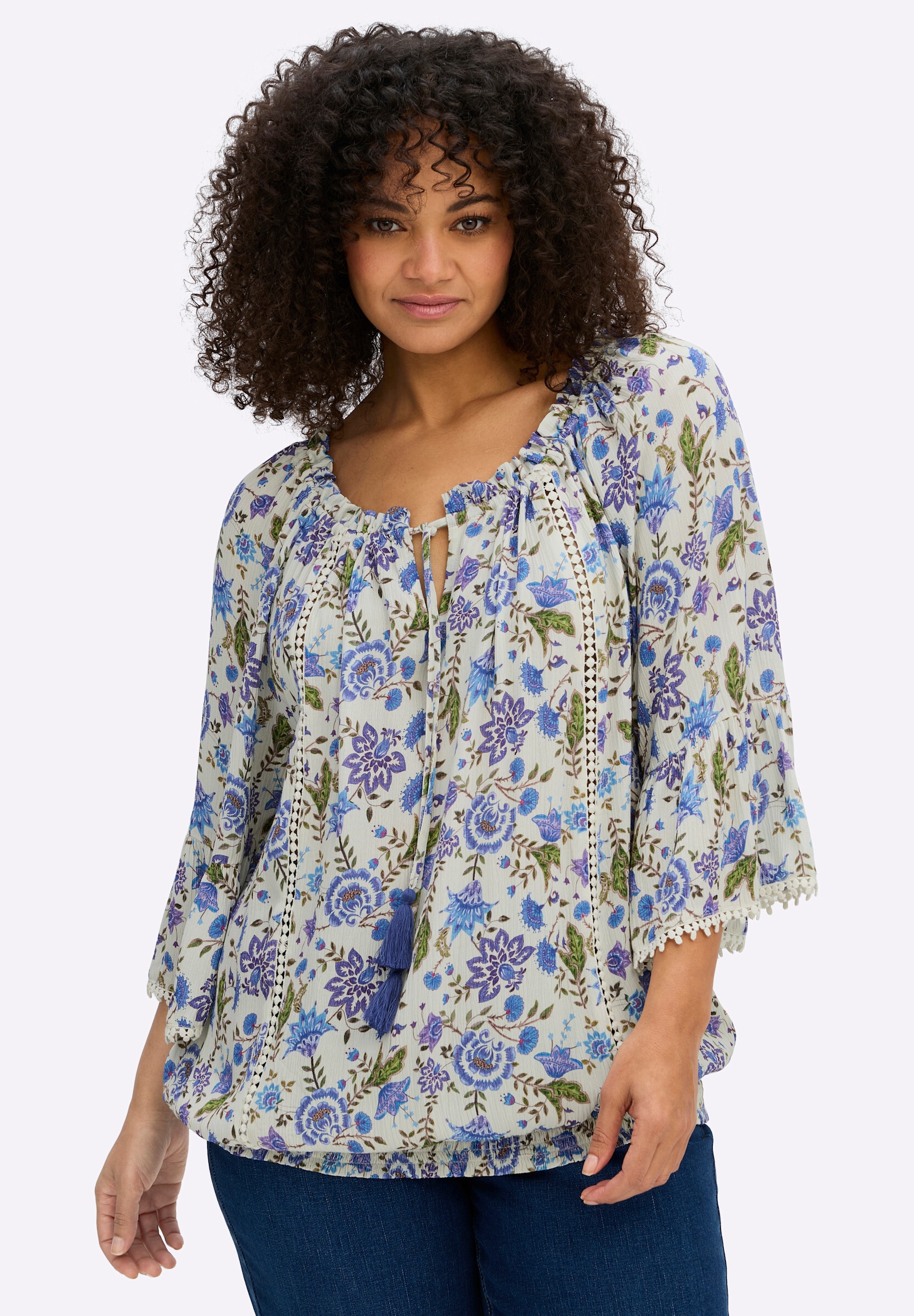 sheego by Joe Browns Klassische Bluse »3/4-Arm-Bluse Tunika im Boho-Look«