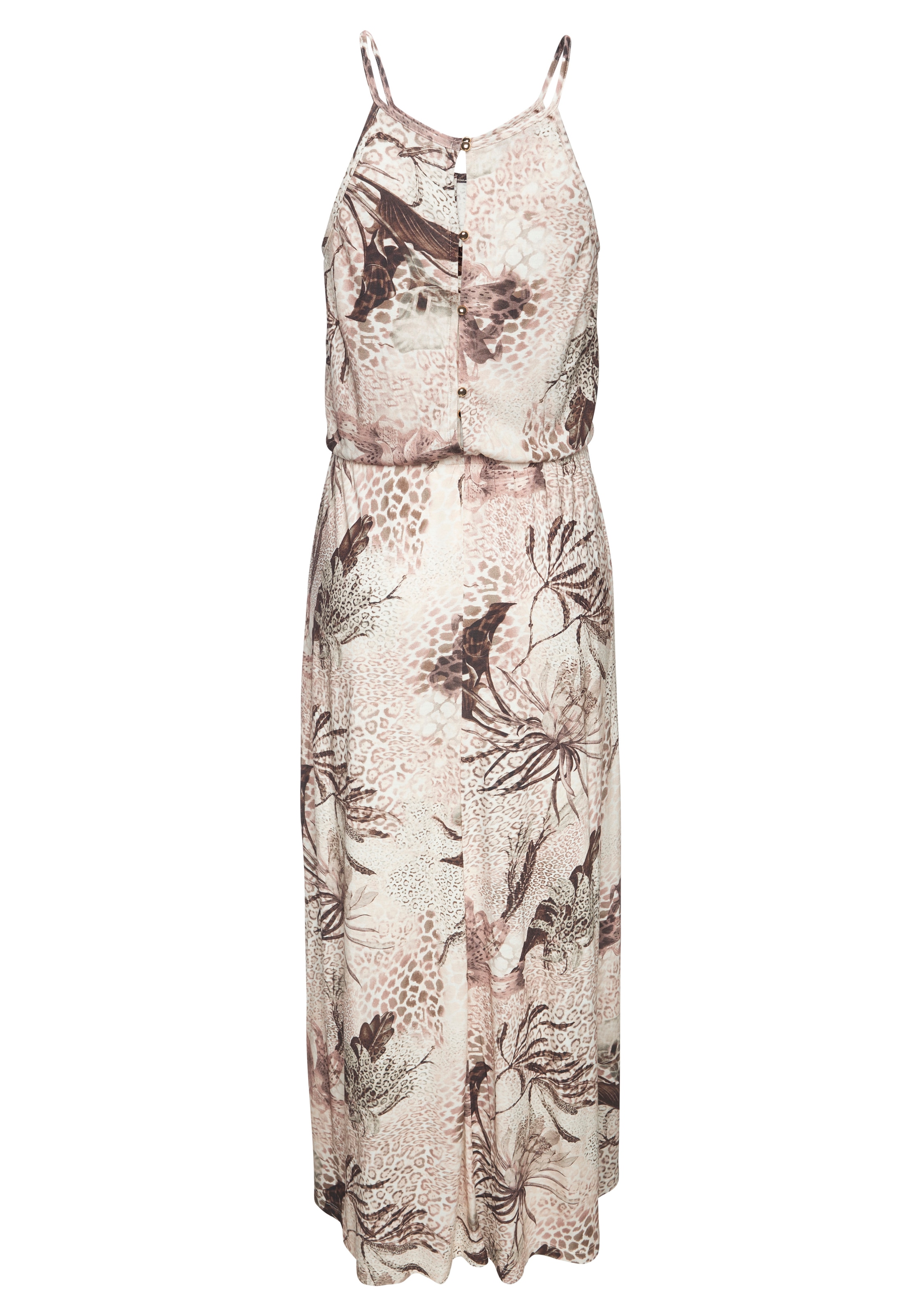 LASCANA Maxikleid leichtes Sommerkleid mit Alloverprint, fließendes Strandkleid