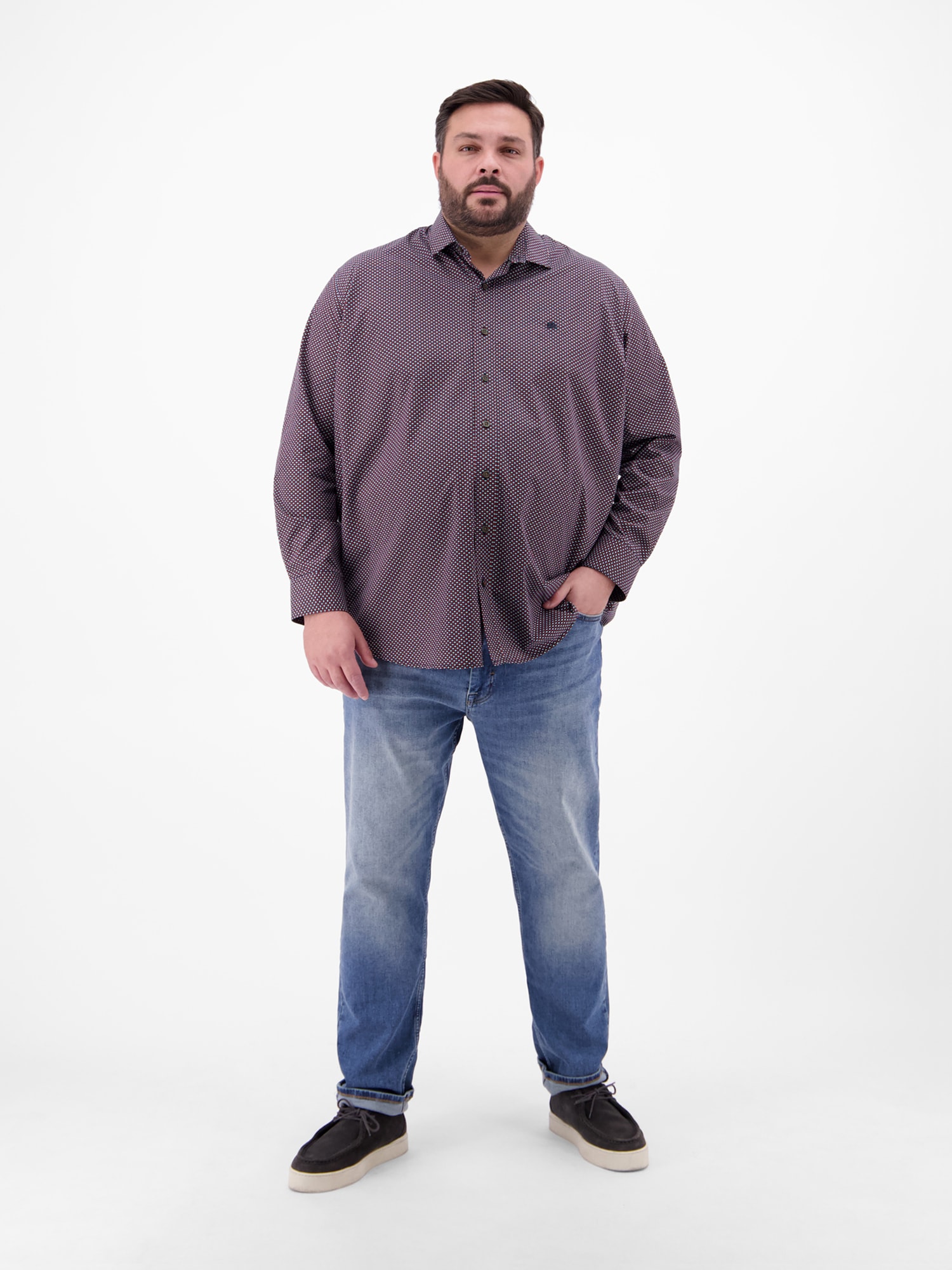 LERROS Langarmhemd »Langarmhemd in Übergrössen, dezent gemustert«