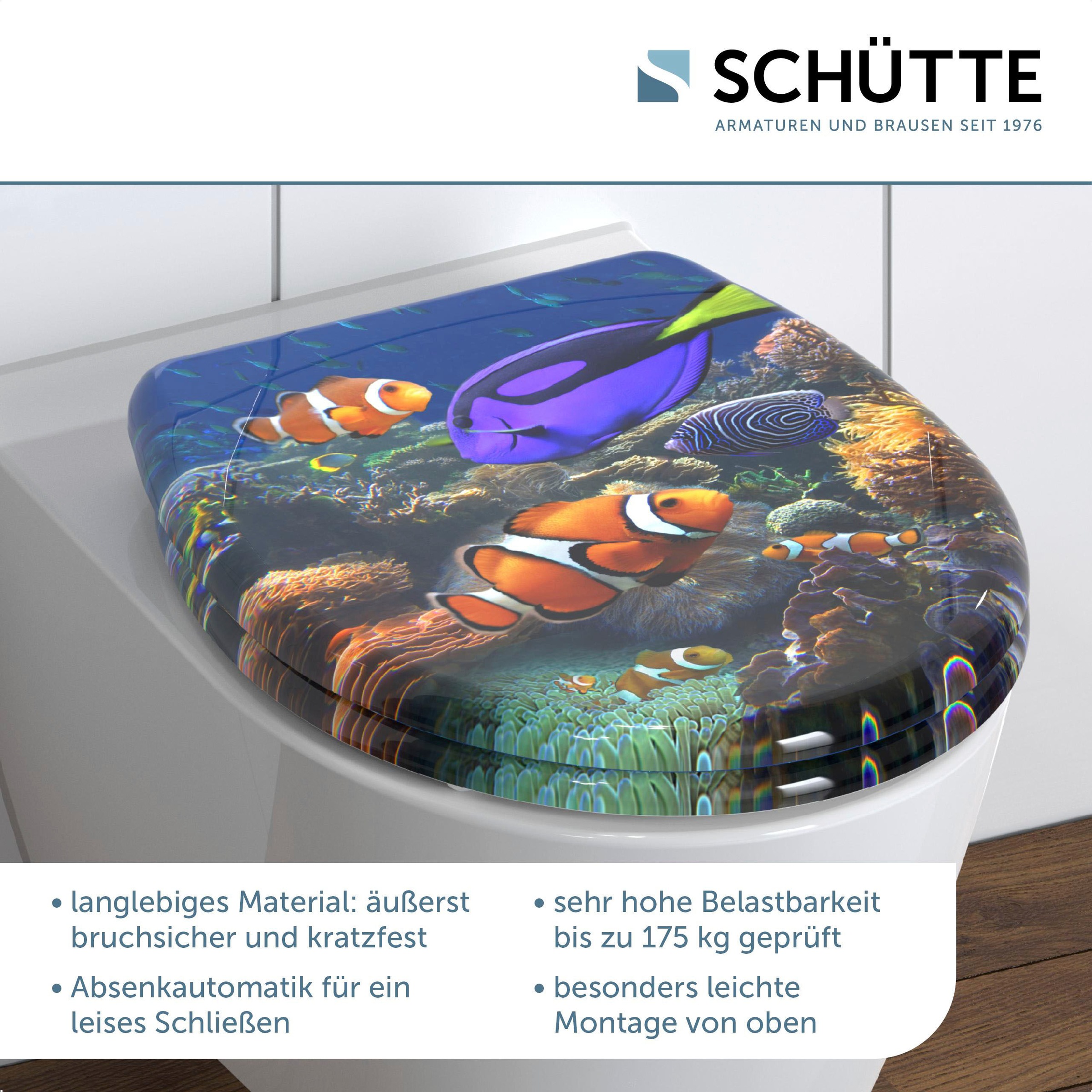 Schütte WC-Sitz »SEA LIFE«, bruchsicher und kratzfest, Absenkautomatik, Standardmaß