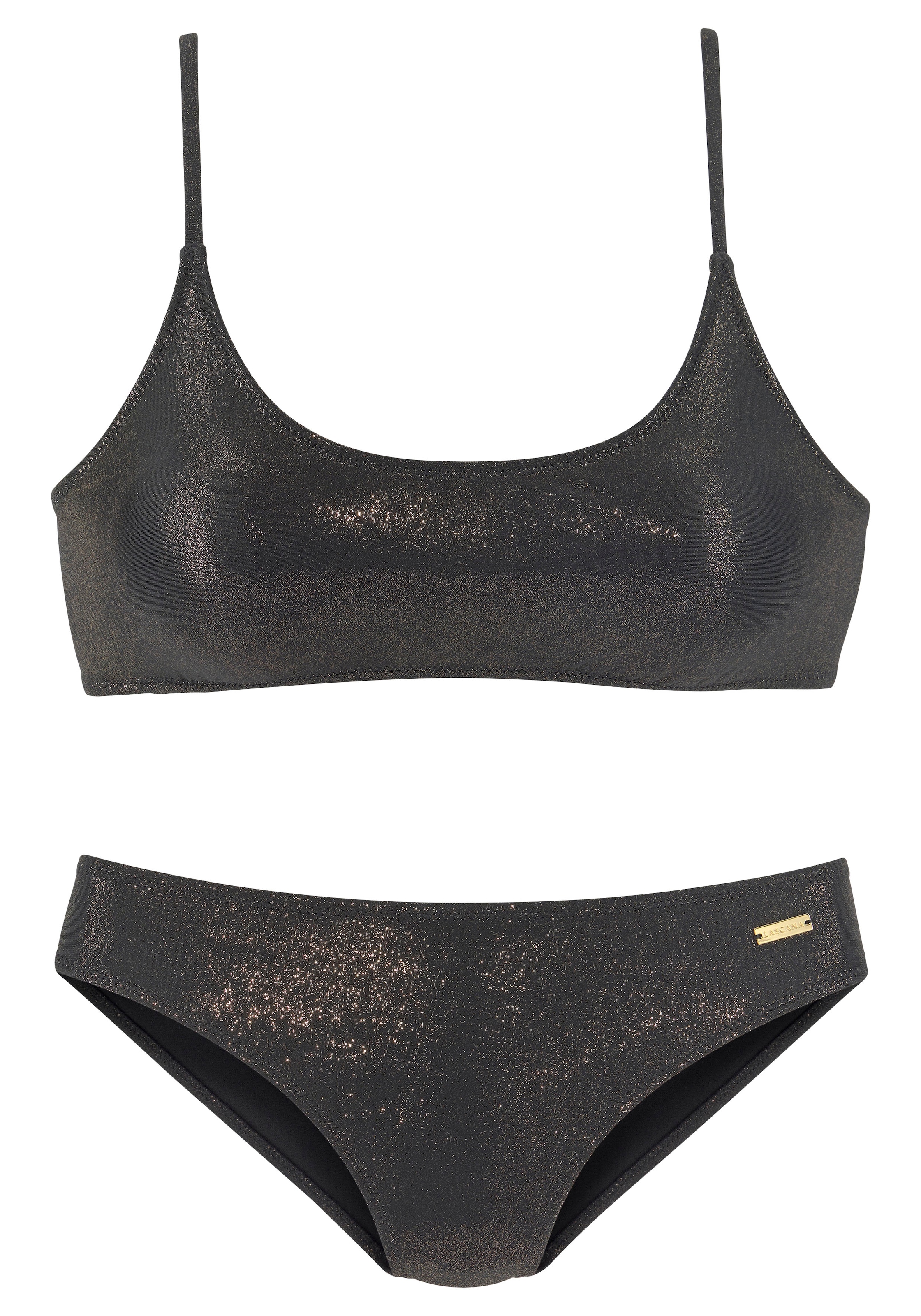 LASCANA Bustier-Bikini, mit goldfarbener Glanzbeschichtung