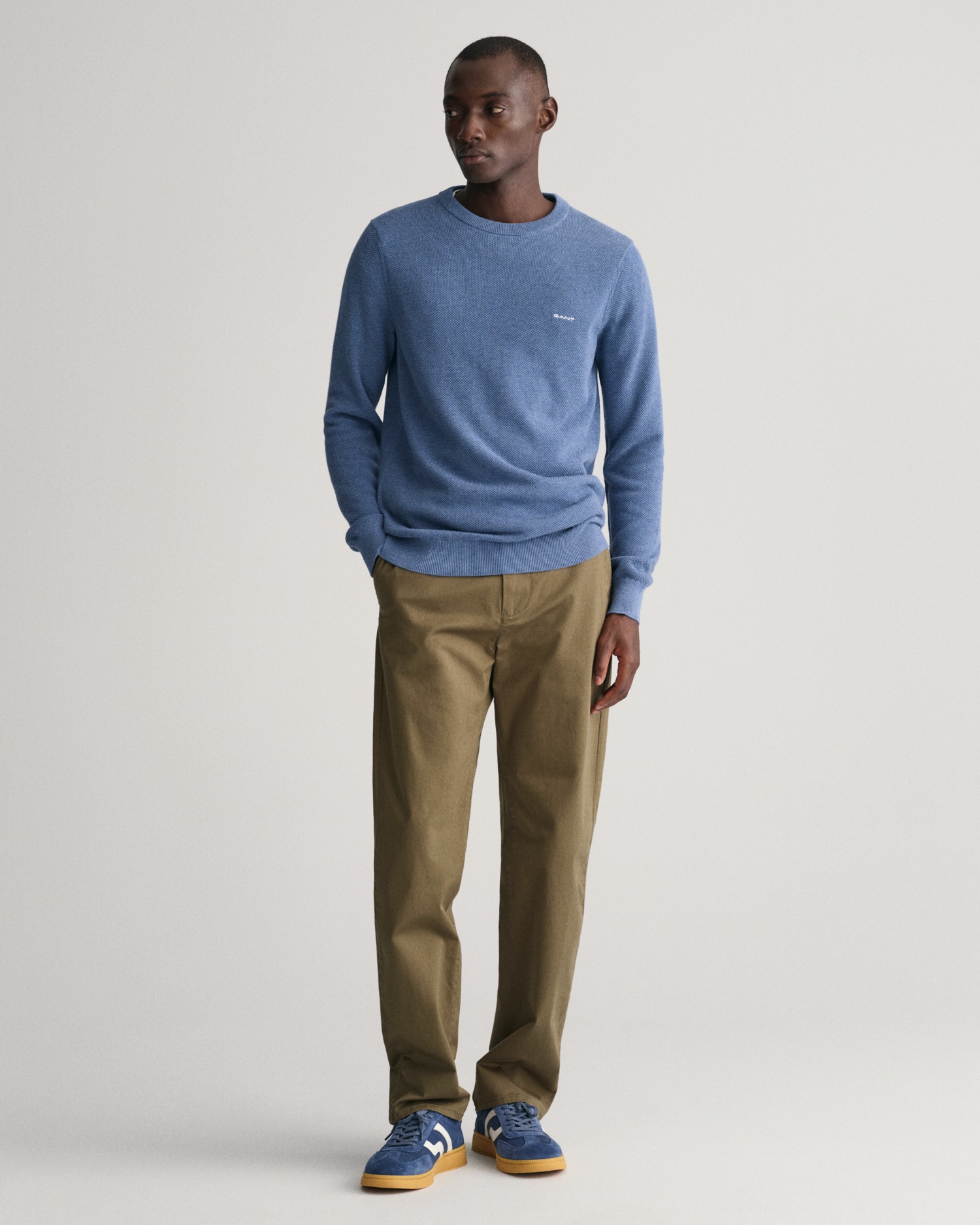 Gant Rundhalspullover »COTTON PIQUE C-NECK«, mit Logostickerei auf der Brust