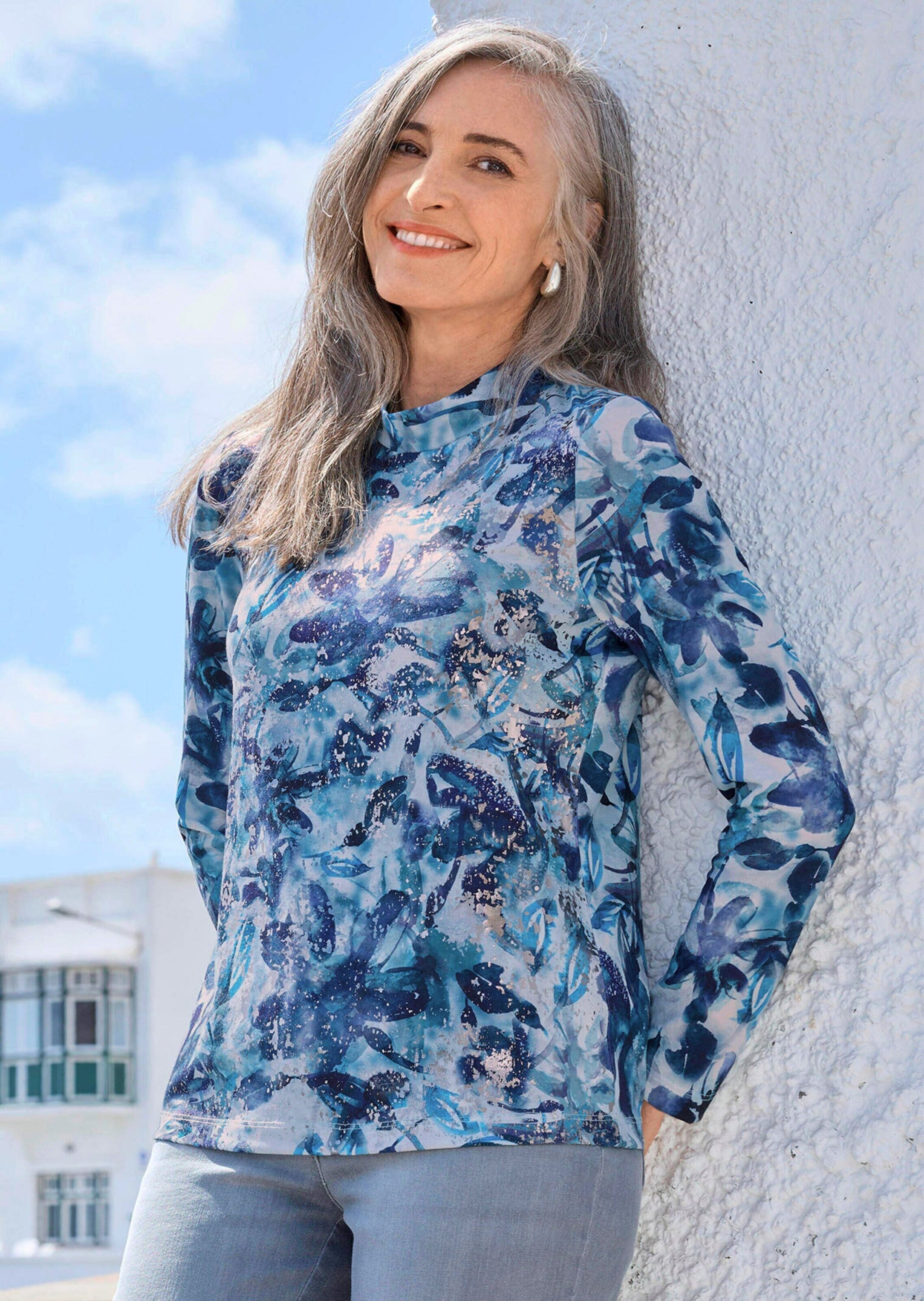 GOLDNER Kurzarmshirt »Jersey-Shirt mit Glanzdetails«