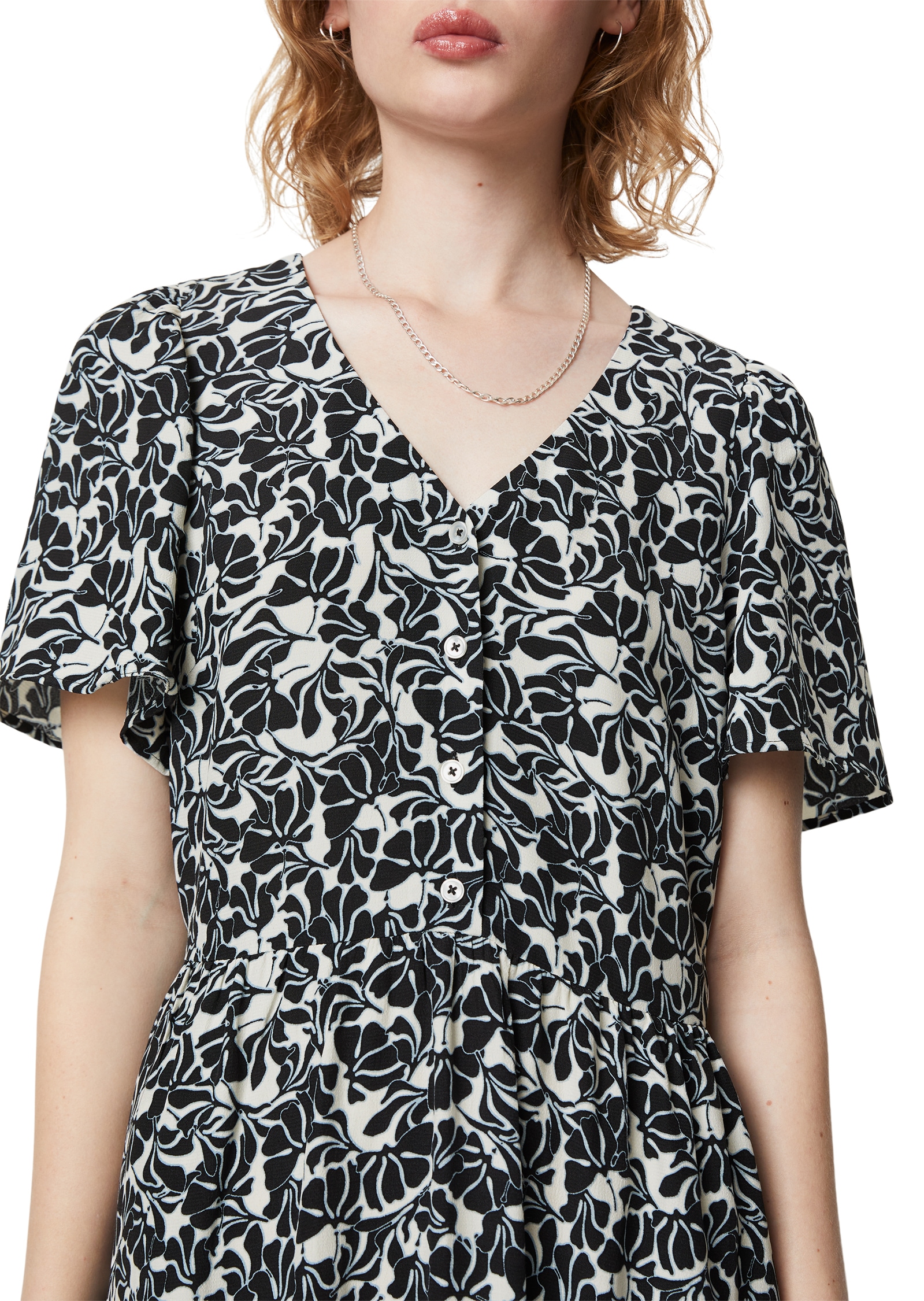 Marc O'Polo DENIM Midikleid mit elastischer Taille, aus fließendem Viskose-Crêpe