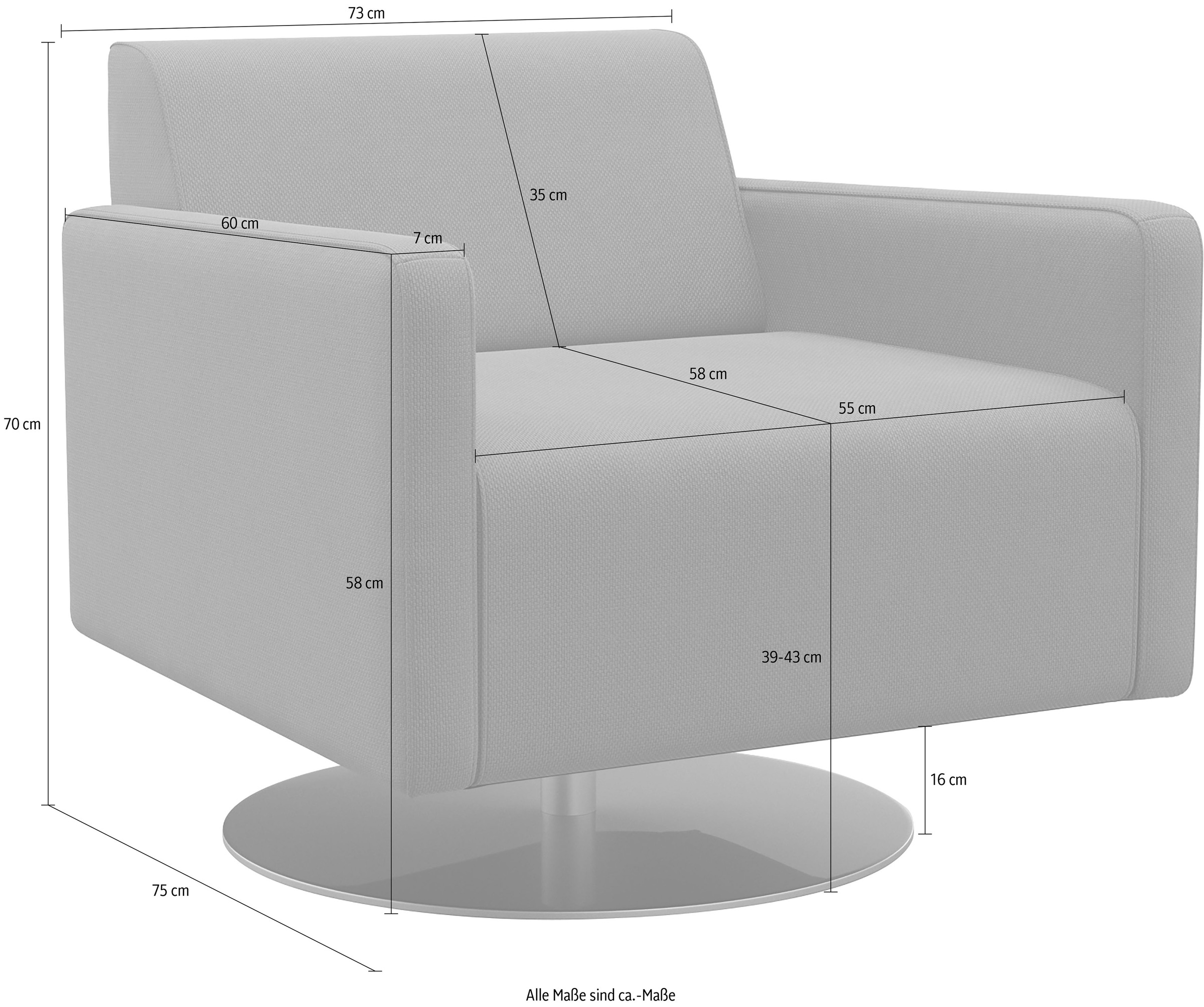 machalke® Drehsessel »single«, Ledersessel mit Drehteller, inklusive Drehfunktion