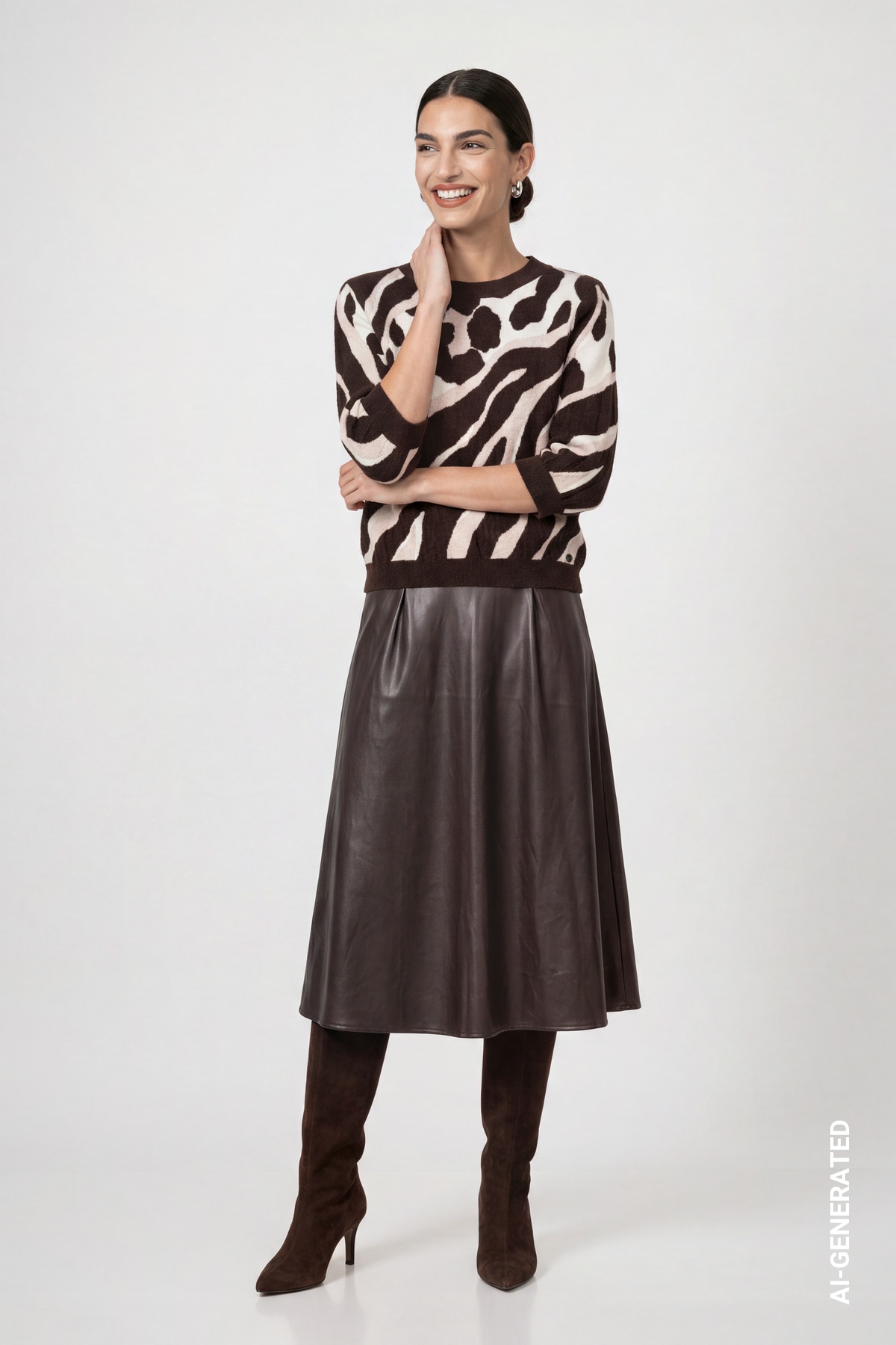 Monari 3/4 Arm-Pullover »Pullover Leo Tigermix« Regular fit mit Leomuster