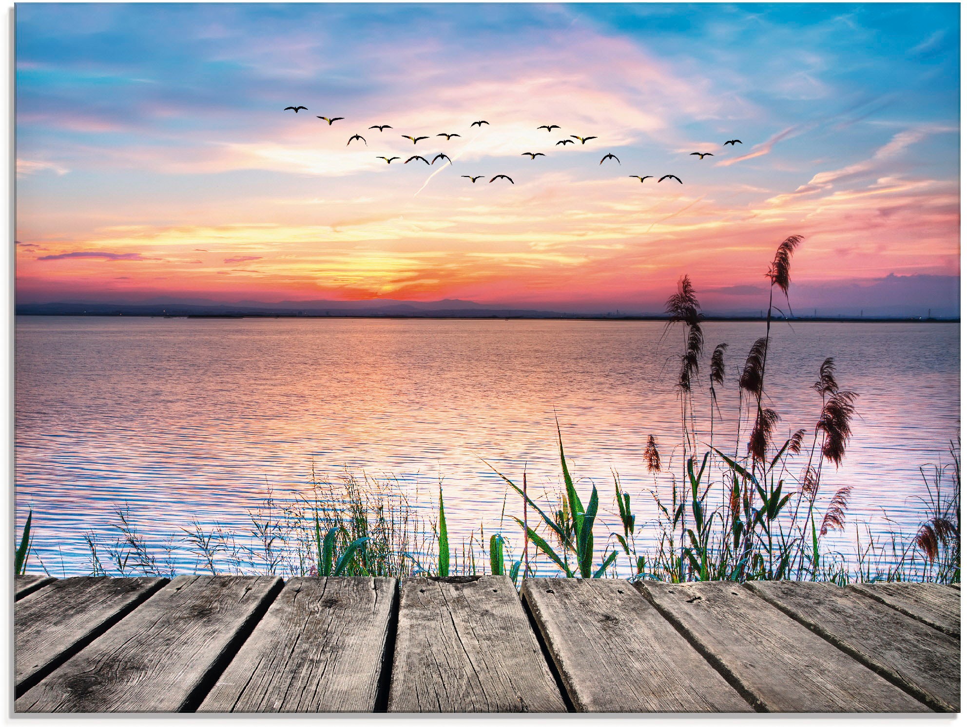 Glasbild »Der See in den Farben der Wolken«, Gewässer, (1 St.), in verschiedenen Größen