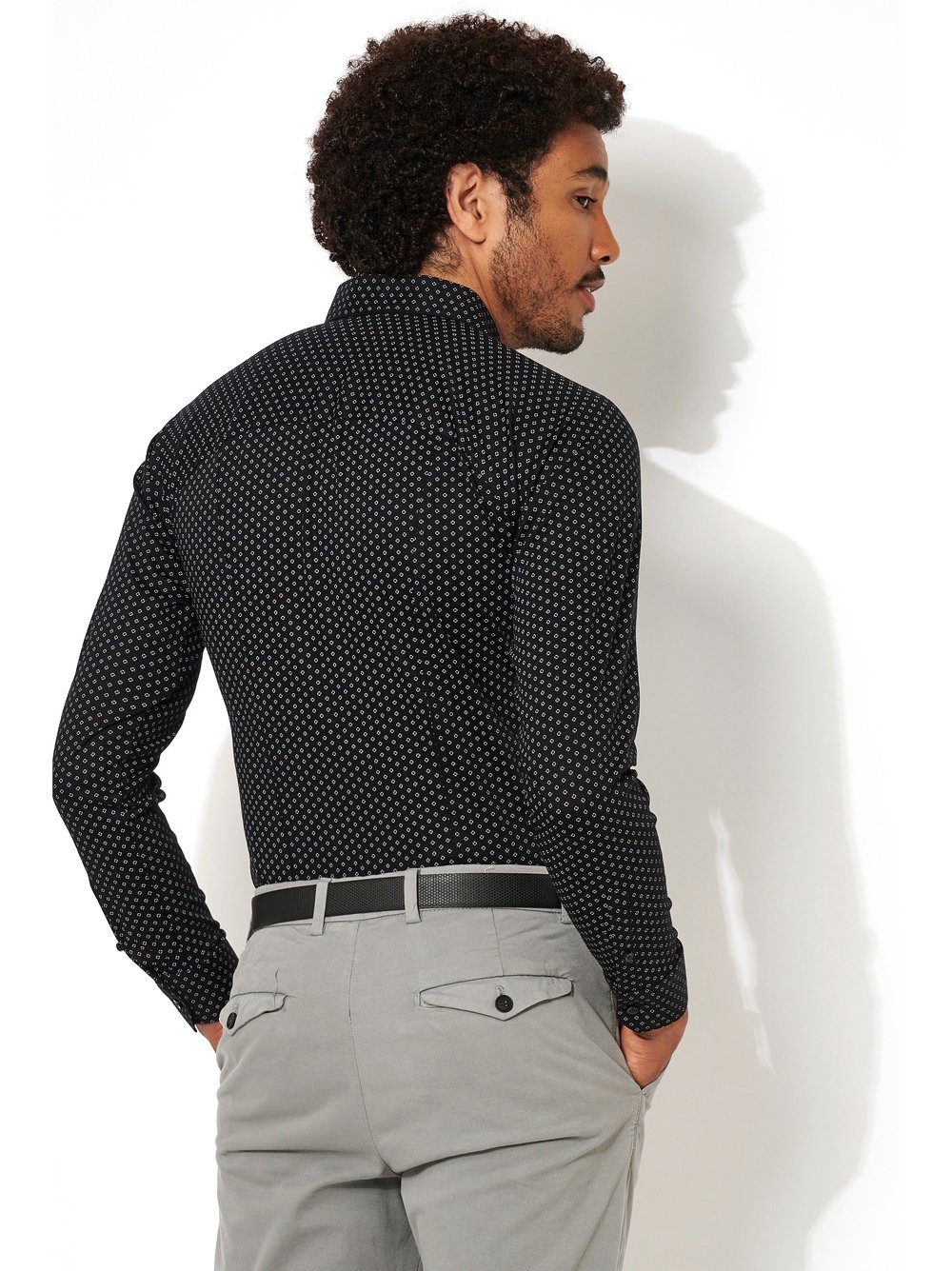 DESOTO Businesshemd »Jerseyhemd Casual Kent langarm«, Flexibler Stretch, mit Minimal Print, Kentkragen