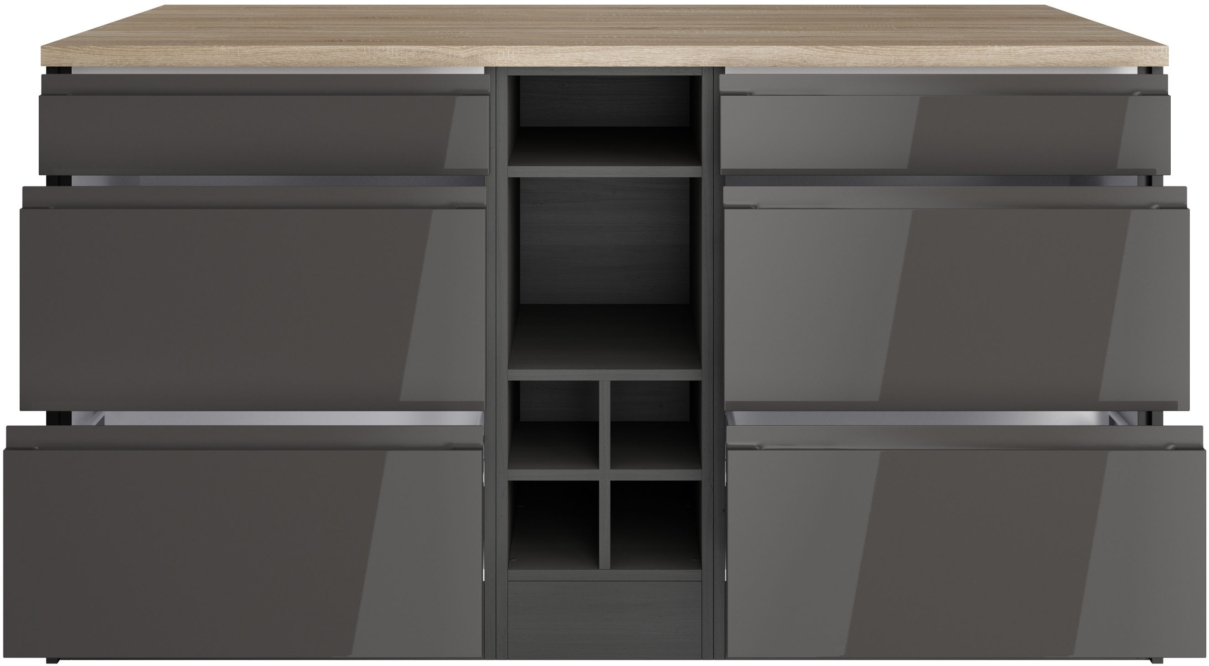 KOCHSTATION Kücheninsel »KS-Virginia«, Breite 153 cm, MDF-Fronten, Flaschenregal