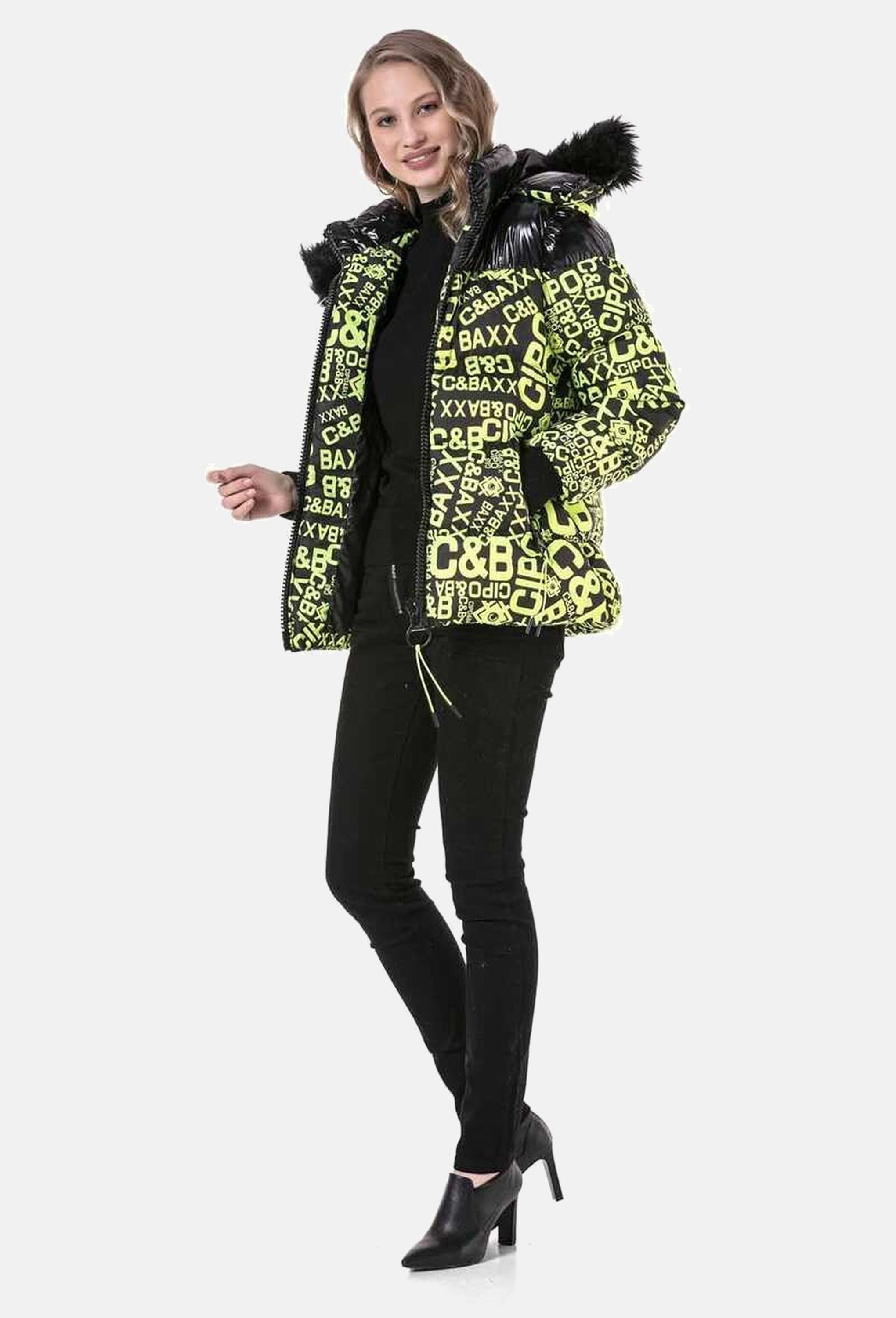 Cipo & Baxx Winterjacke »Cipo & Baxx Jacken« mit Kapuze mit modischem Allover-Print, WM129