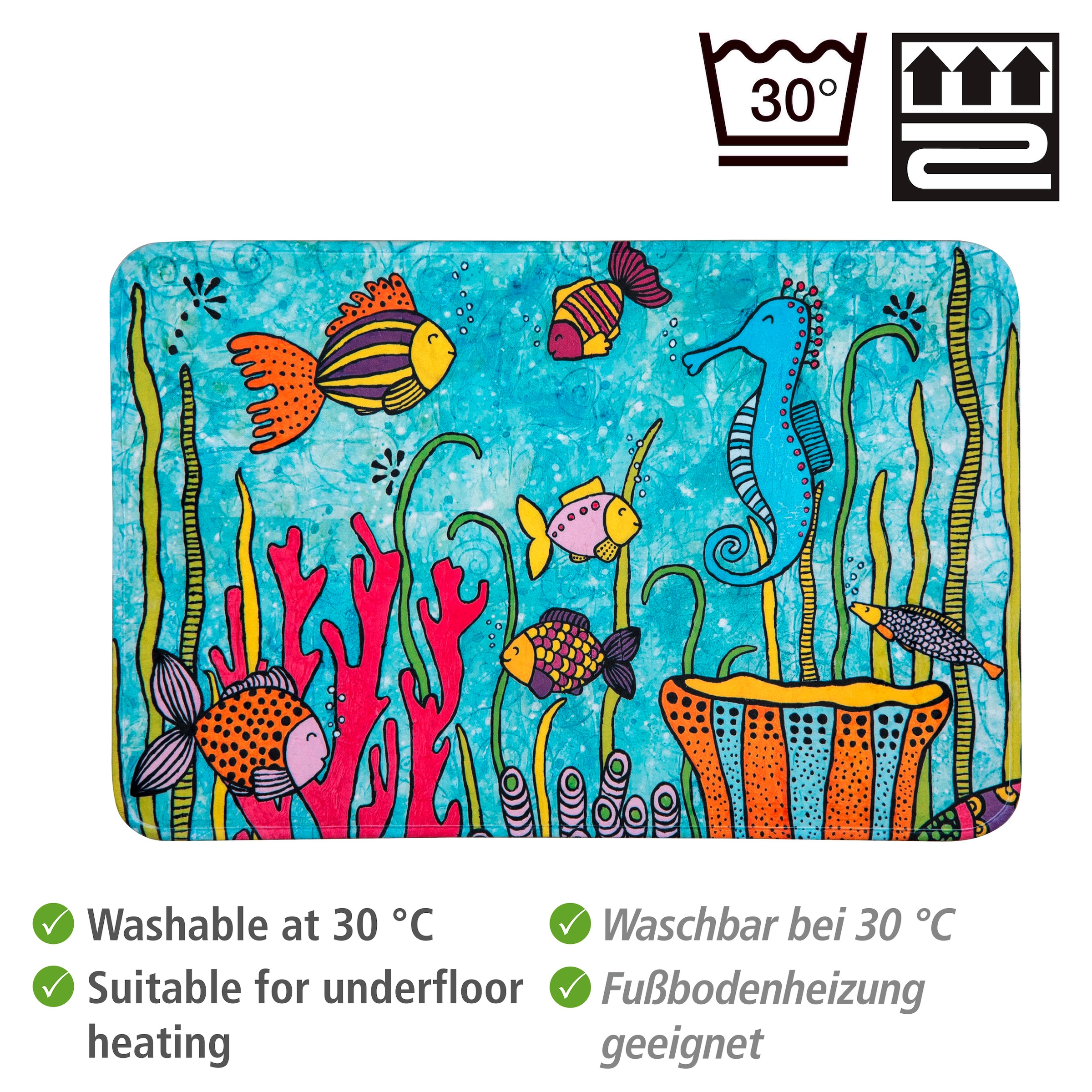 WENKO Badematte »Rollin'Art Ocean Life«, Höhe 5 mm, BxL: 45 x 70 cm