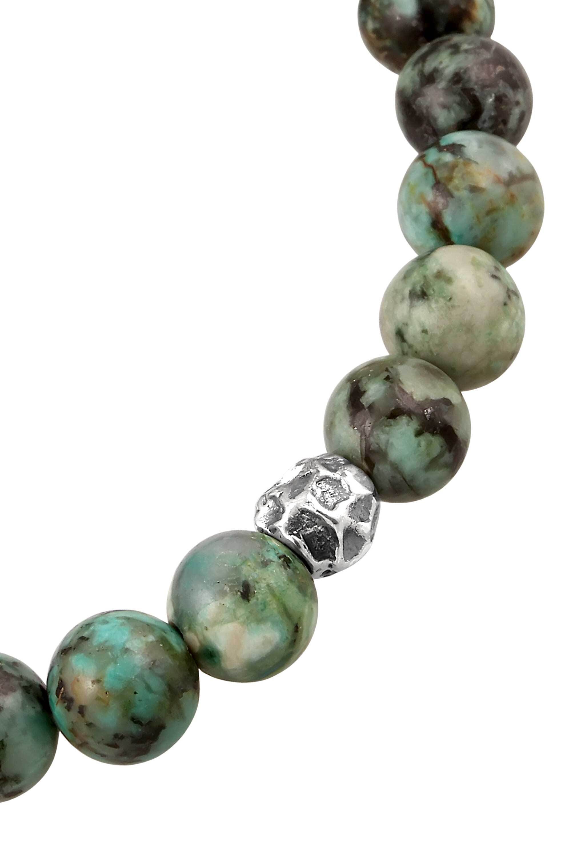 Kuzzoi Armkette »Armband Edelstein Perlen Türkis Grünlich-Braun 925 Sterling Silber«