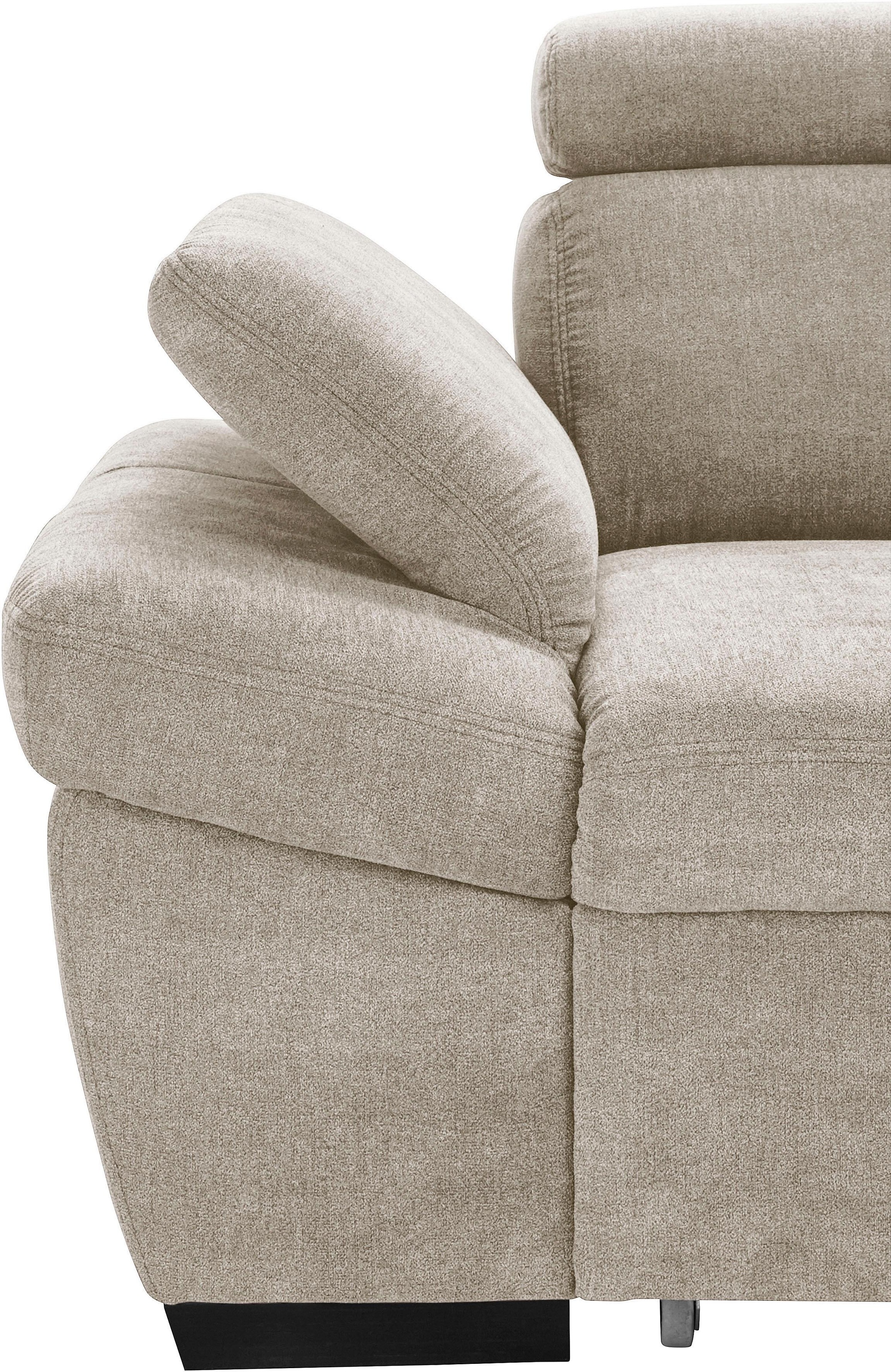 exxpo - sofa fashion Ecksofa »Salerno, klassisch modernes Funktionssofa, hoher Sitzkomfort, L-Form«, inkl. Kopf- und Armteilverstellung, wahlweise mit Bettfunktion