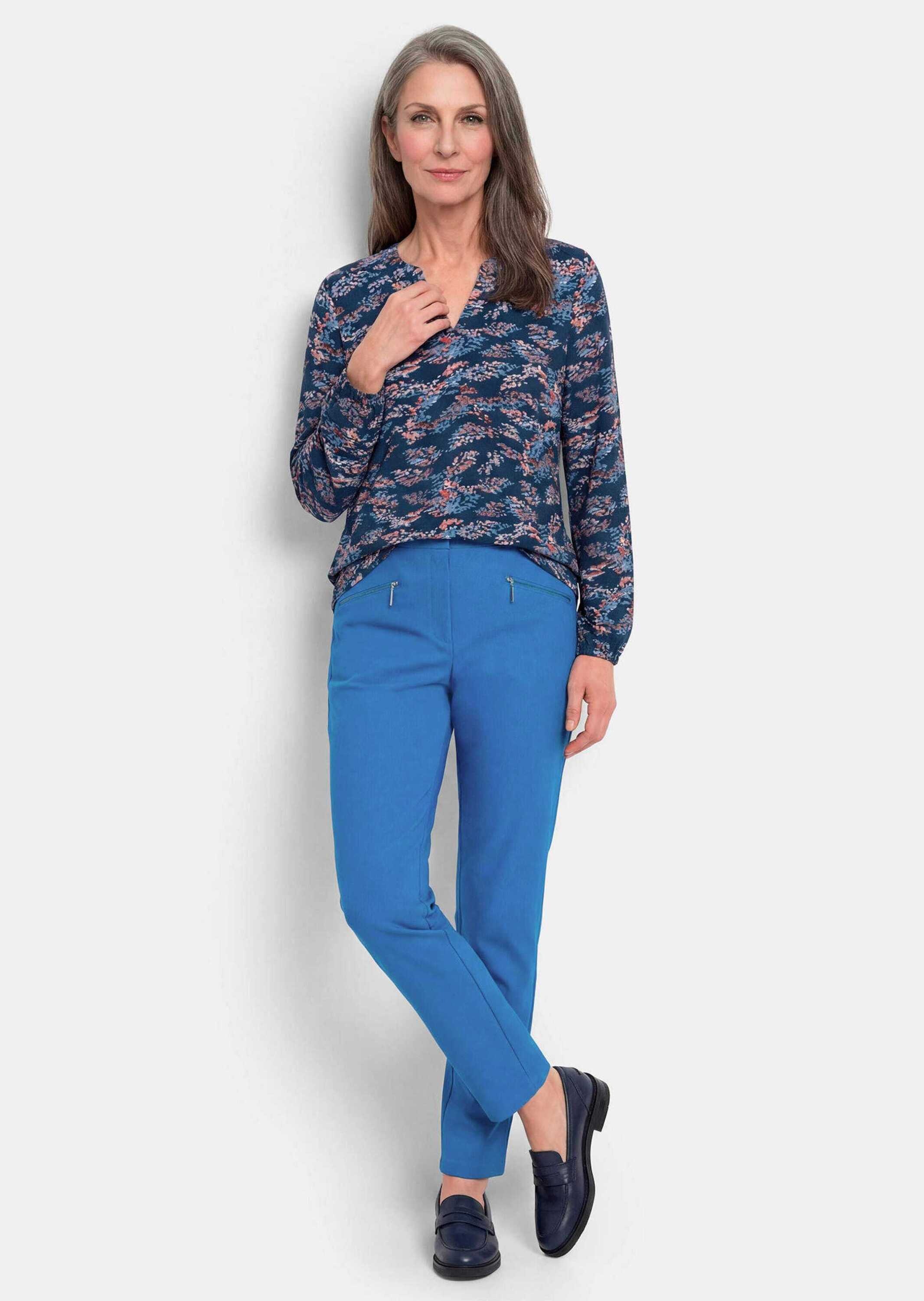GOLDNER Schlupfbluse »Jerseybluse mit Rundhals, V-Ausschnitt« stretchbequemer Jersey