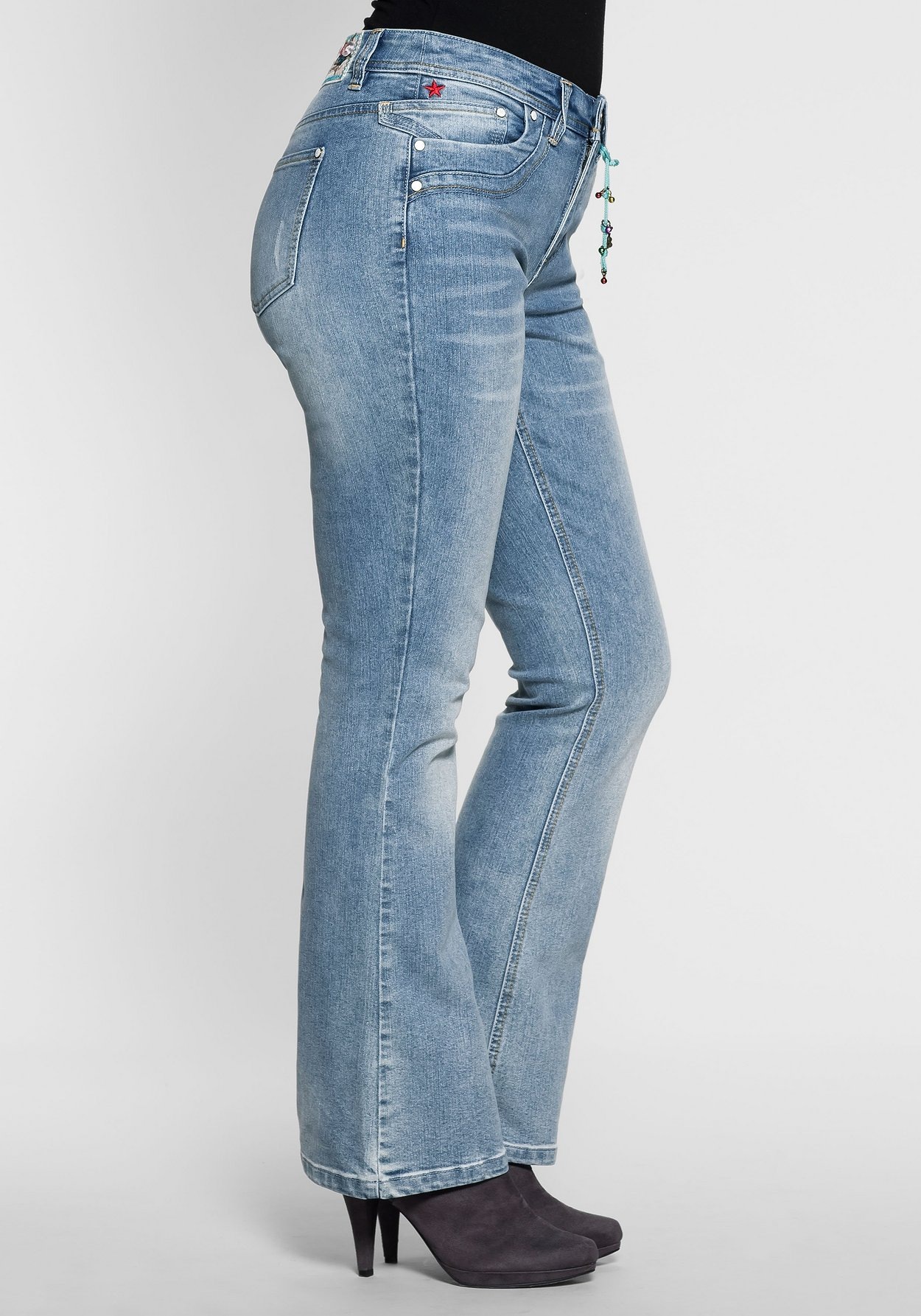 Sheego Bootcut-Jeans »Jeans mit Pailletten am Bund«