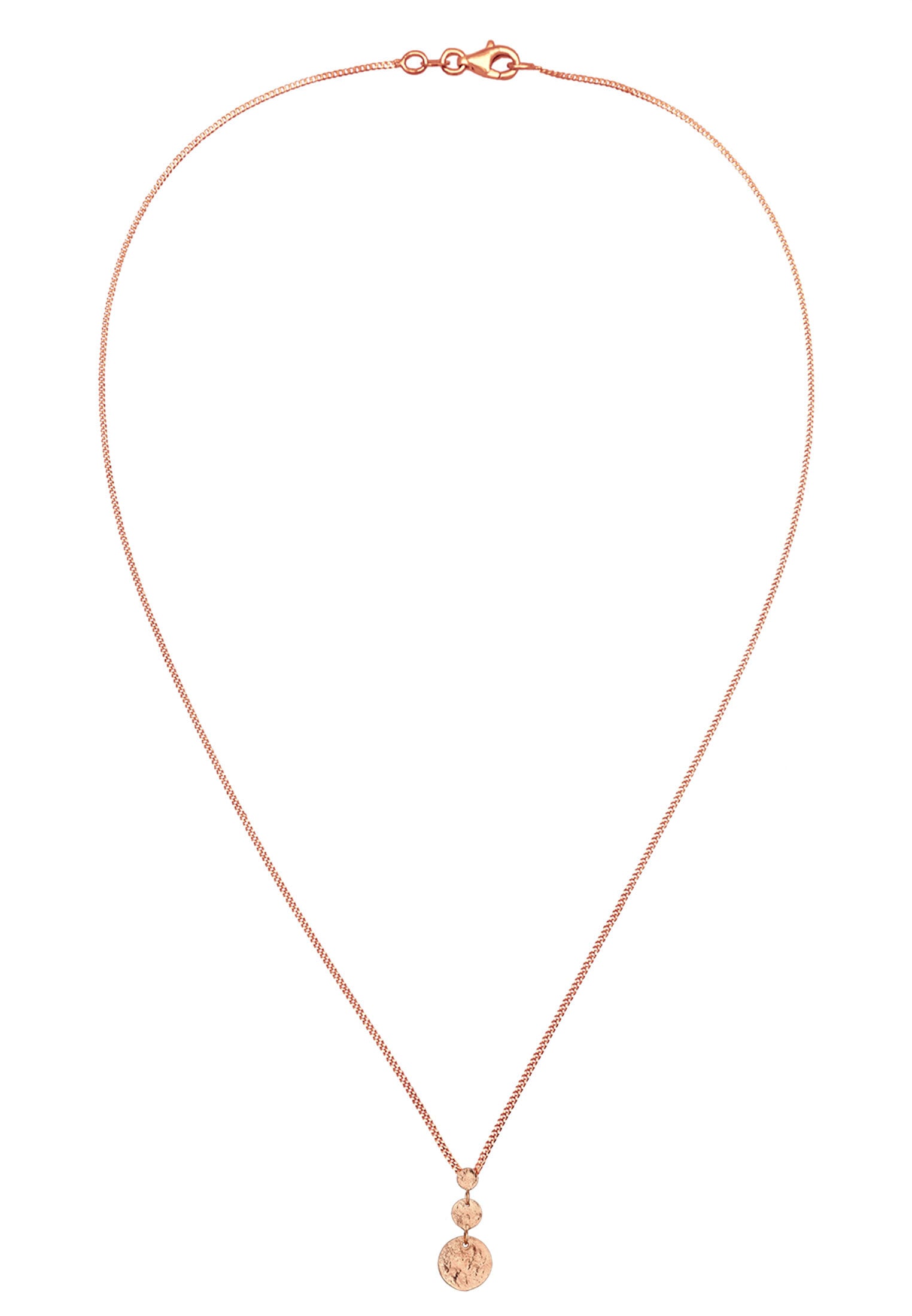 Elli Kette mit Anhänger »Halskette Anhänger Plättchen Strukturiert 925 Sterling Silber Rosegold«