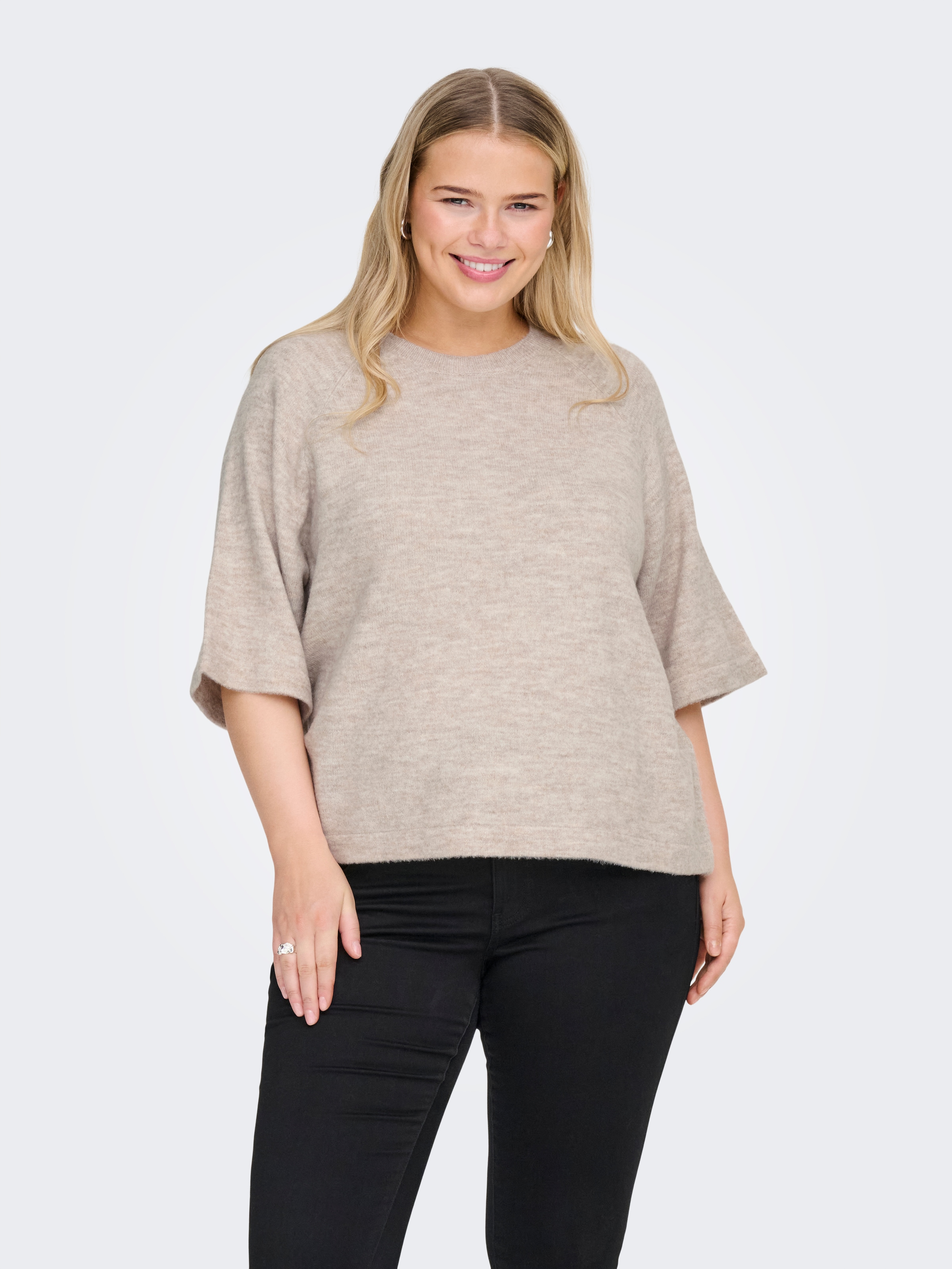 ONLY CARMAKOMA Strickpullover »CARSIMONI 3/4 PULLOVER KNT NOOS« Materialmix, regular fit