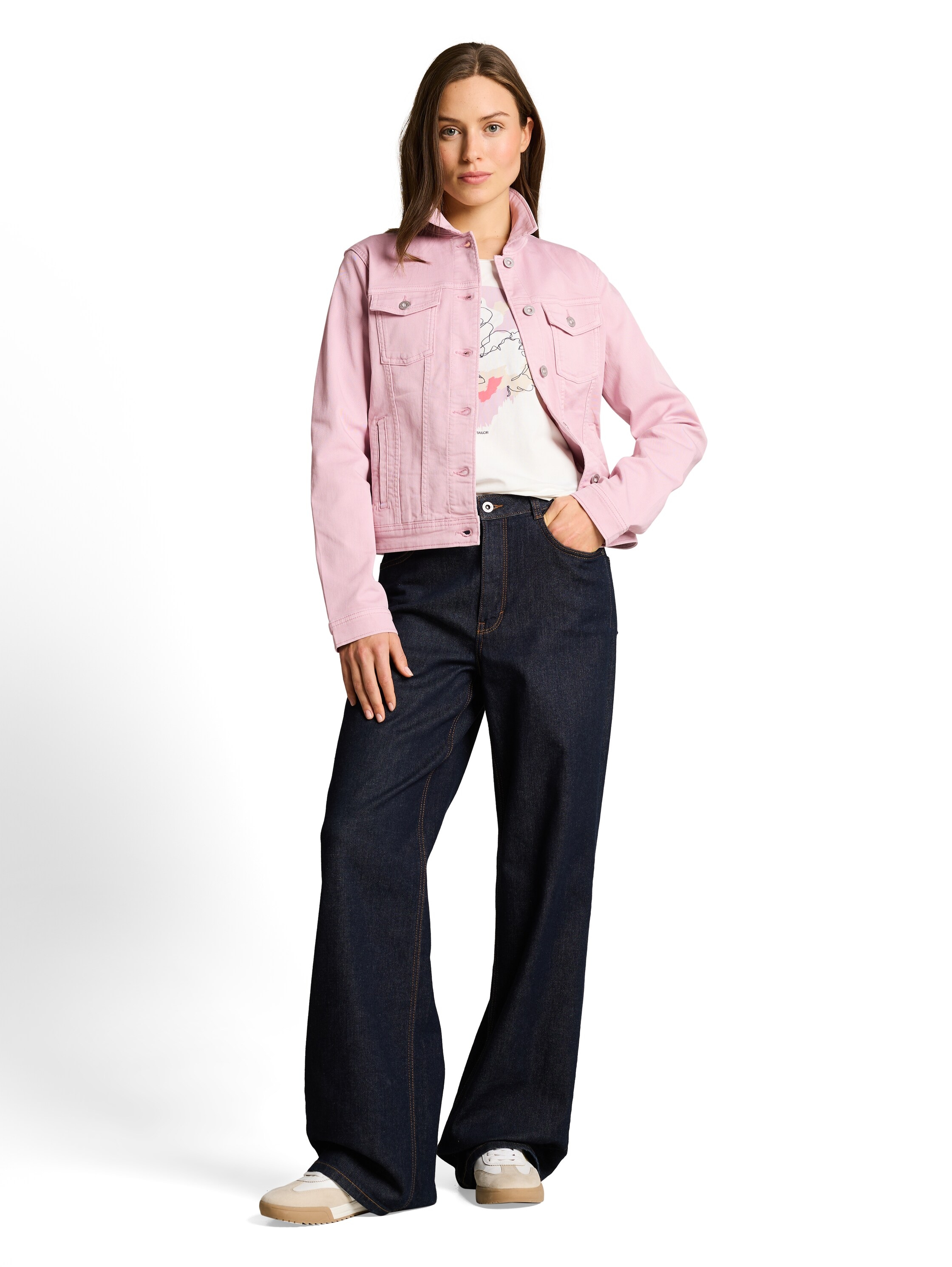 TOM TAILOR Jeansjacke ohne Kapuze mit Knopfleiste und Stretch
