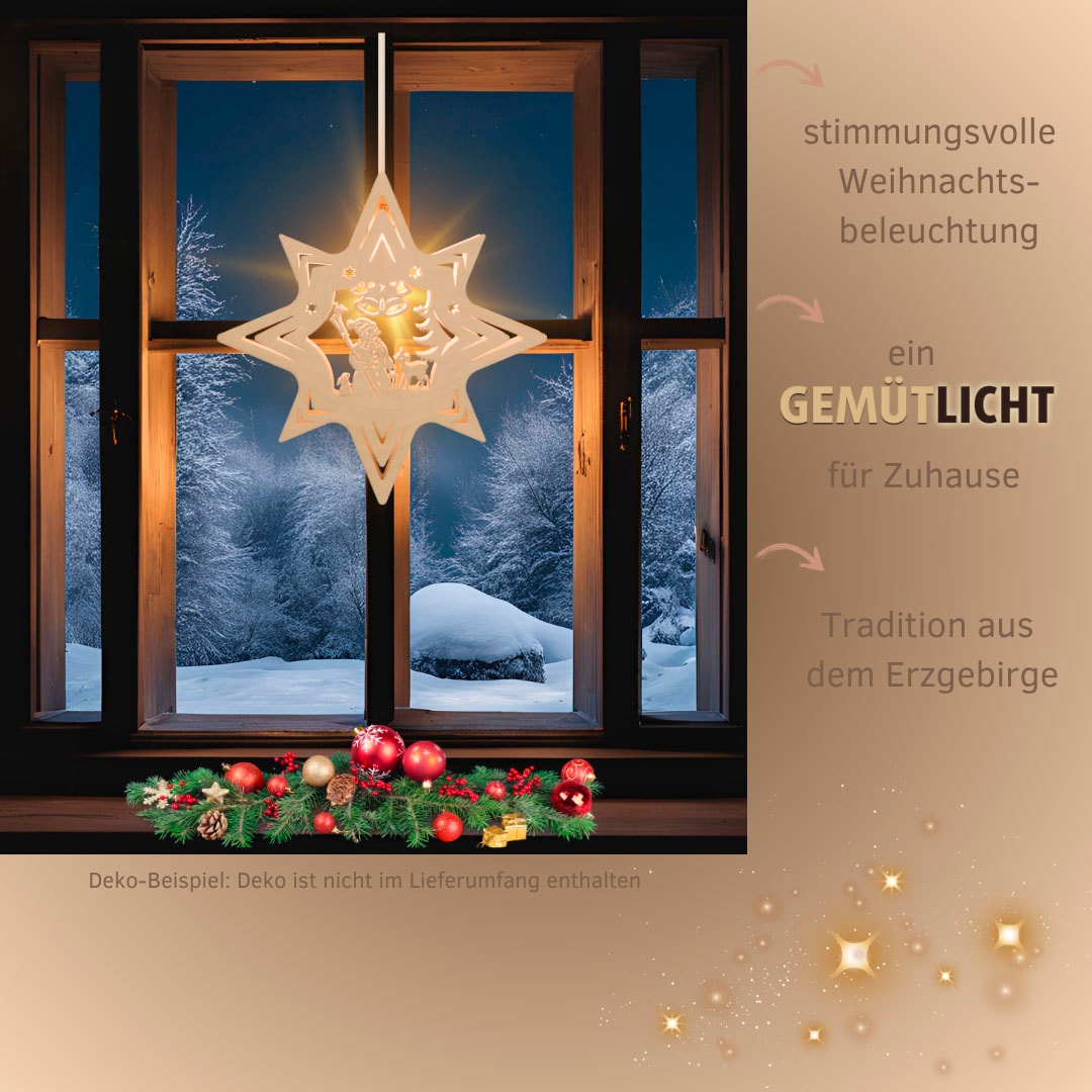 Weigla Dekostern »Schneemann, Weihnachtsdeko«, (1 St.), beleuchtetes Fensterbild