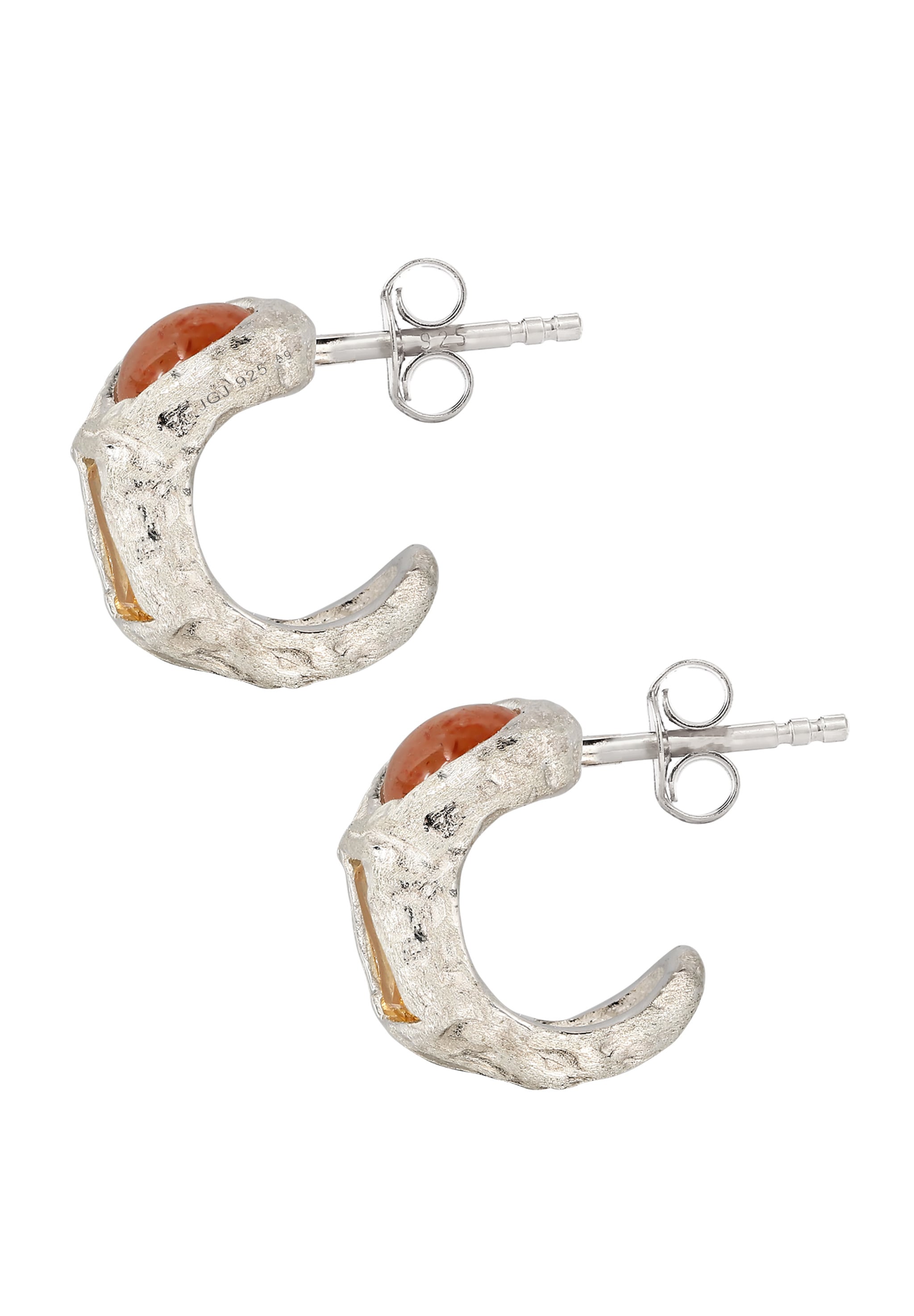 HAZE & GLORY Paar Ohrstecker »Ohrringe Creole Citrin Organic 925 Sterling Silber«