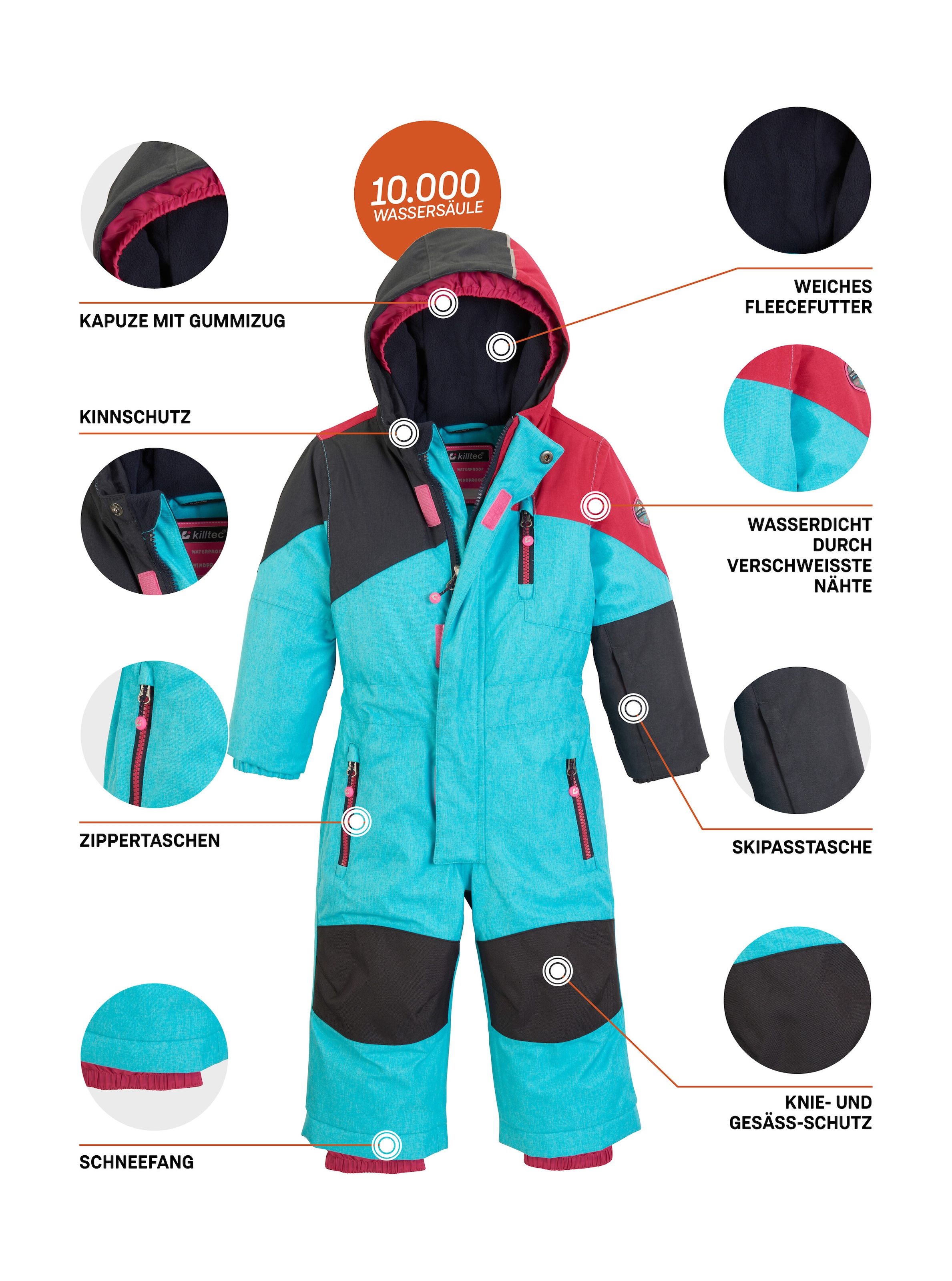 Killtec Skianzug »Kesley Mini« Skioverall, wind- und wasserdicht, innen warmes Fleece