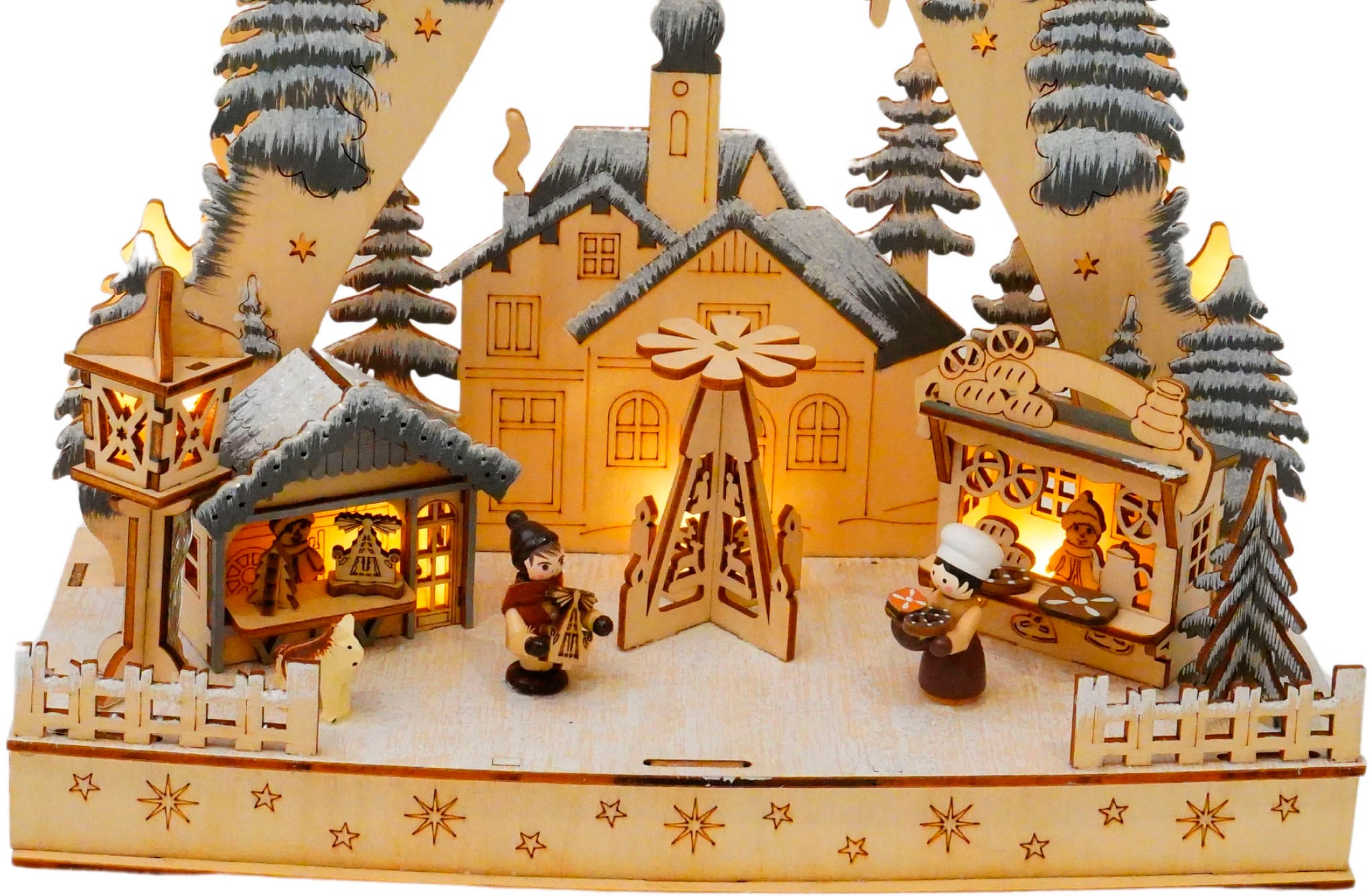 Myflair Möbel & Accessoires LED Schwibbogen »Winterszene, Weihnachtsdorf mit Wald« 1 Stk. Weihnachtsdeko aus Holz, Höhe ca. 33 cm