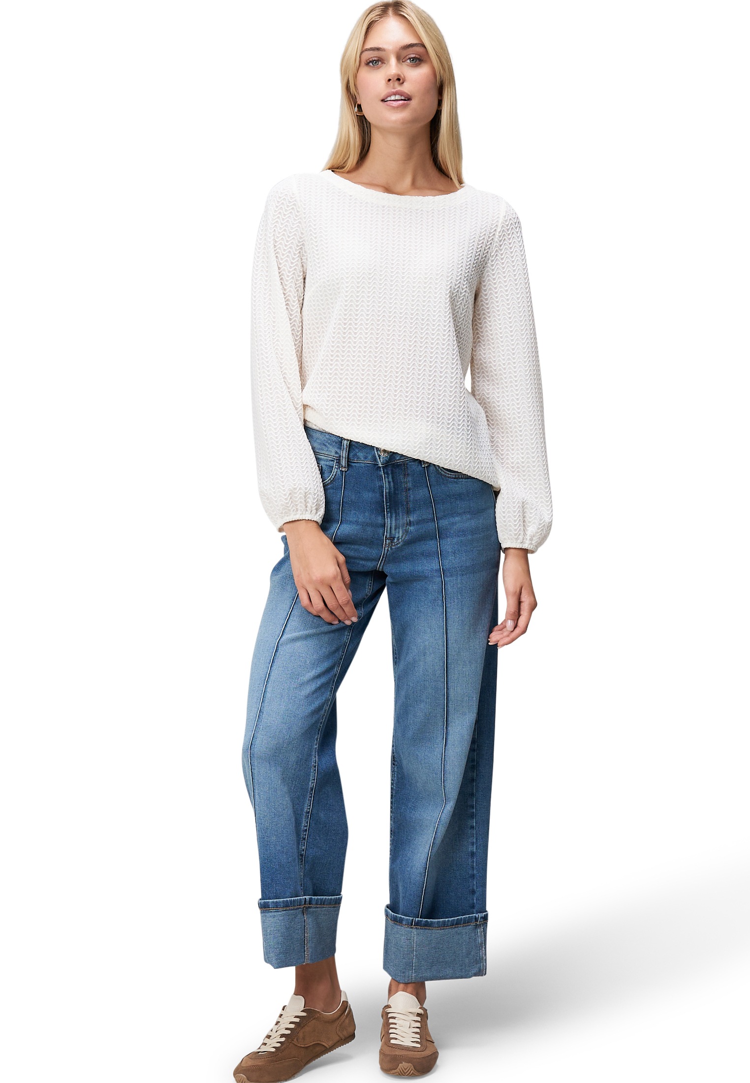 Zero Langarmshirt »Strukturshirt mit Rundausschnitt«