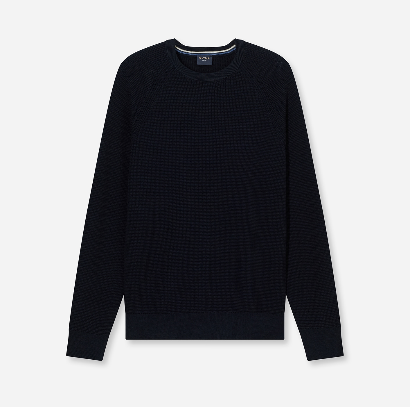 OLYMP Rundhalspullover »Waffle Structure«, Rundhals, casual, unifarben, regular fit