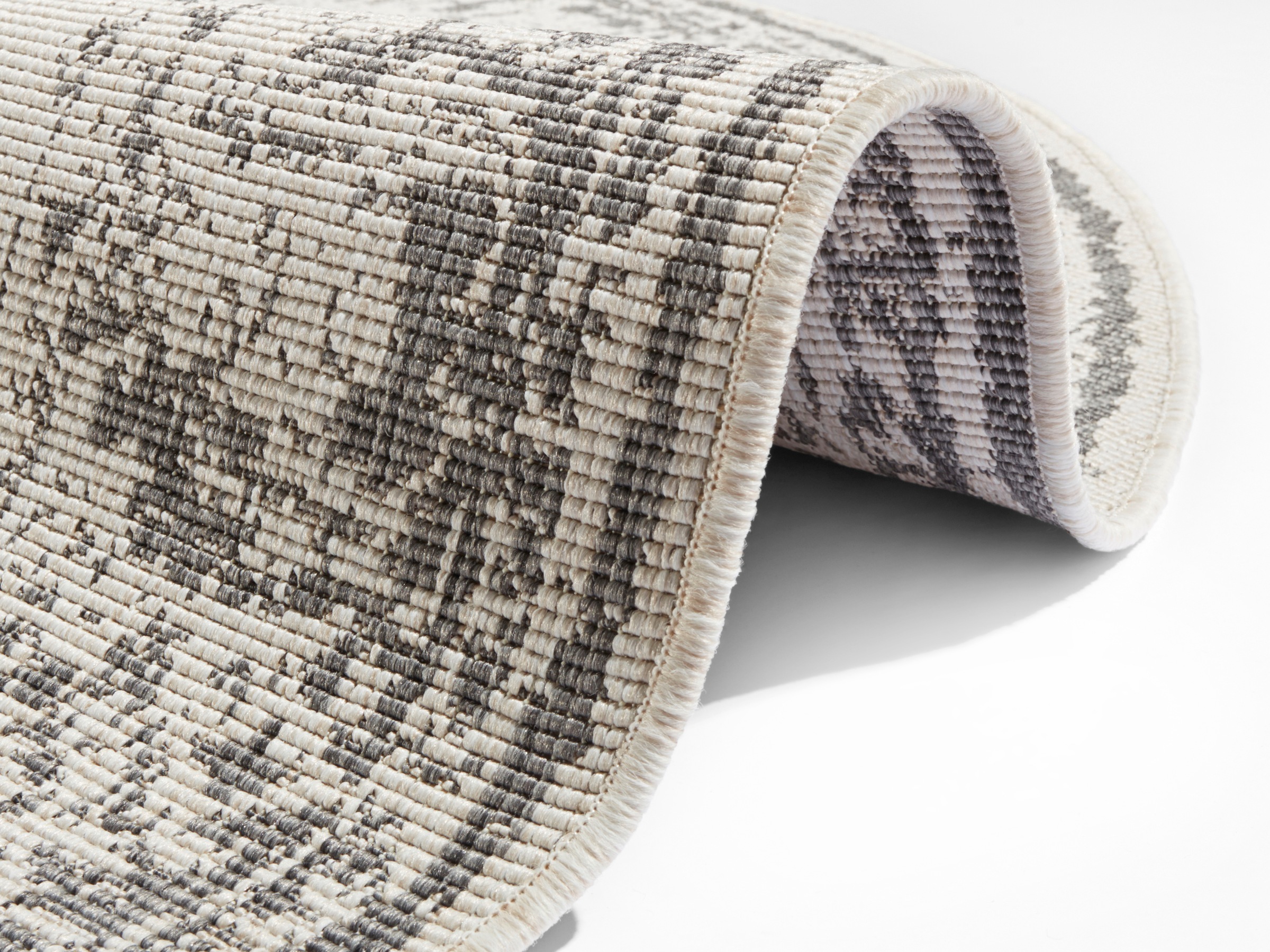 NORTHRUGS Teppich »Borbon Wendeteppich«, rund, 5 mm Höhe, In-& Outdoor, Wetterfest, Balkon, Garten, Wohnzimmer, Wasserfest
