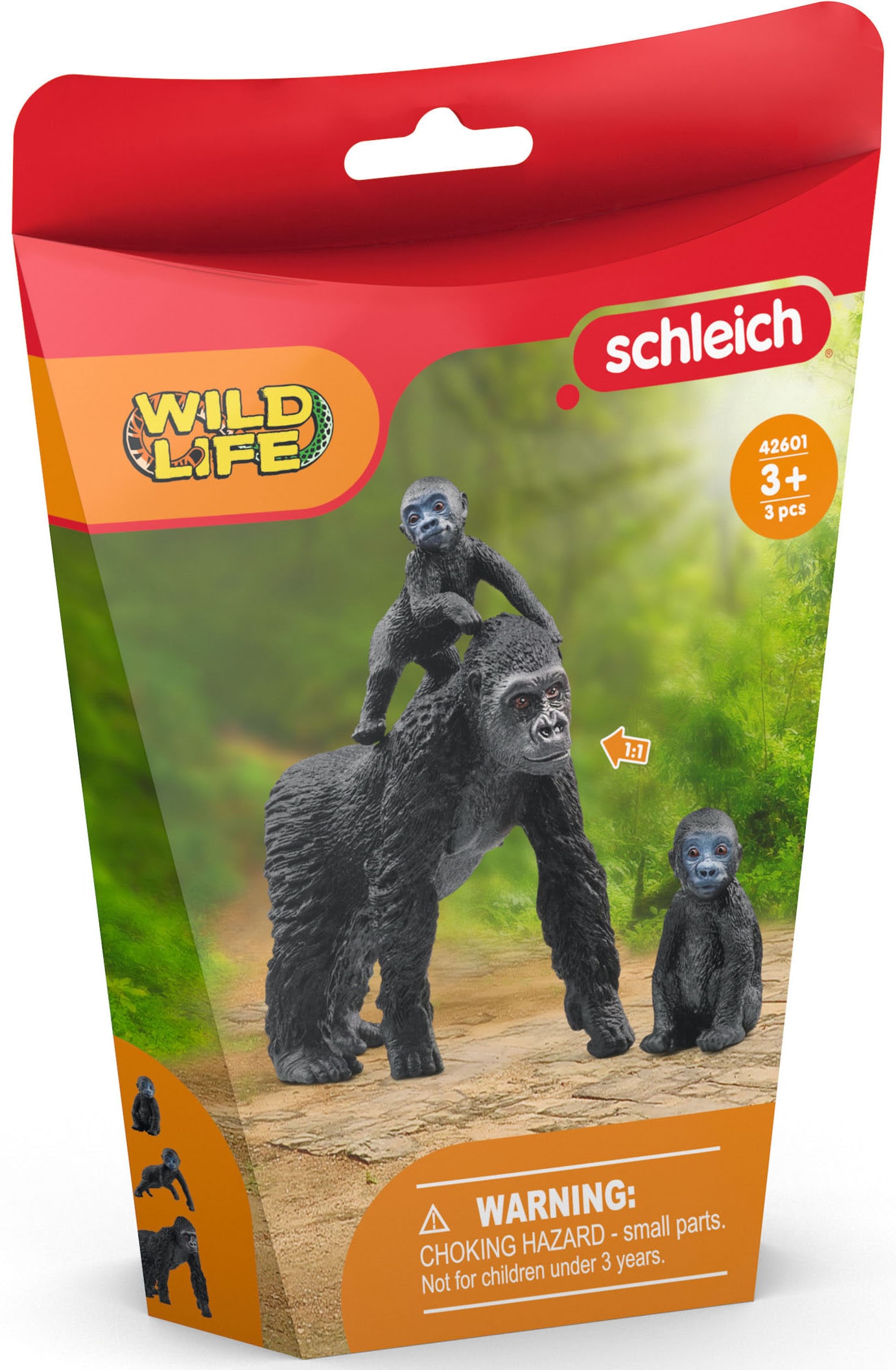 Schleich® Spielfigur »WILD LIFE, Flachland Gorilla Familie (42601)«, (Set, 3 tlg.)