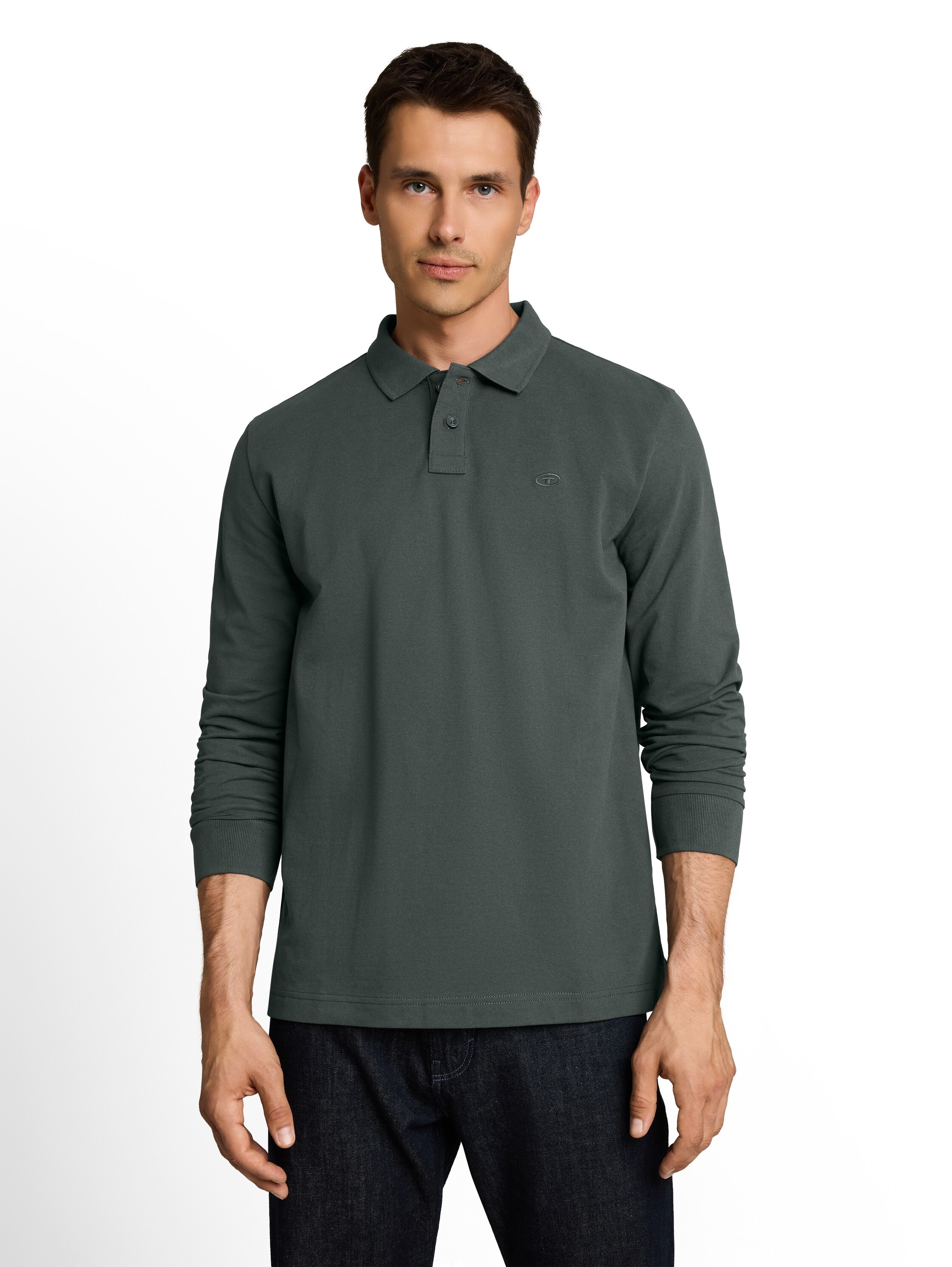 TOM TAILOR Langarm-Poloshirt mit Logo-Stickerei