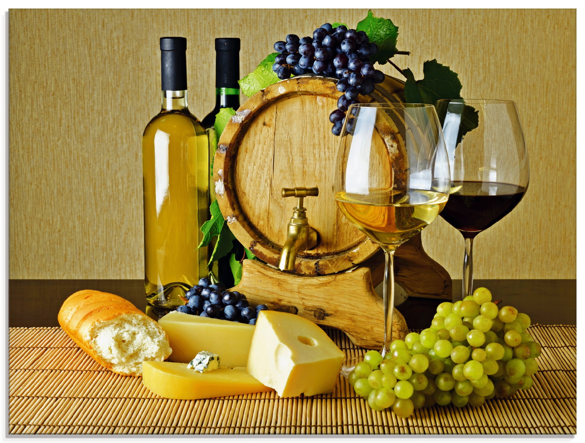 Glasbild kaufen Lebensmittel, OTTO Wein Artland Trauben«, »Käse, Größen im in und verschiedenen Online St.), Shop (1