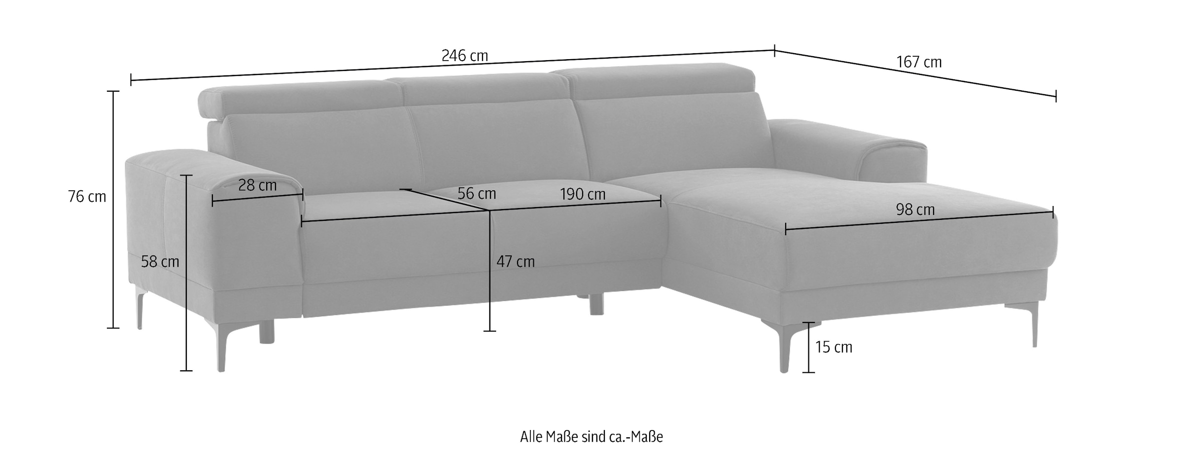 exxpo - sofa fashion im Online im stellbar 3 »Ophelia«, frei Kopfstützen, wahlweise OTTO Raum Sitztiefenverstellung, Ecksofa Shop