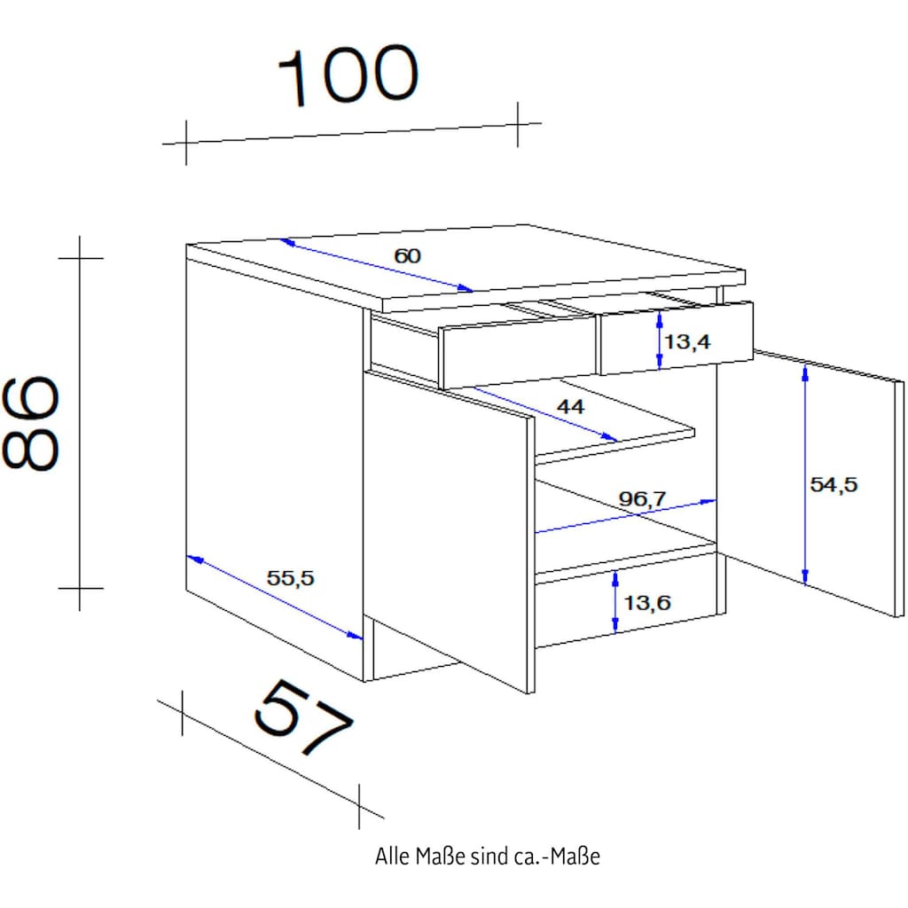 Flex-Well Unterschrank »Riva«, (B x H x T) 100 x 86 x 60 cm, für viel Stauraum