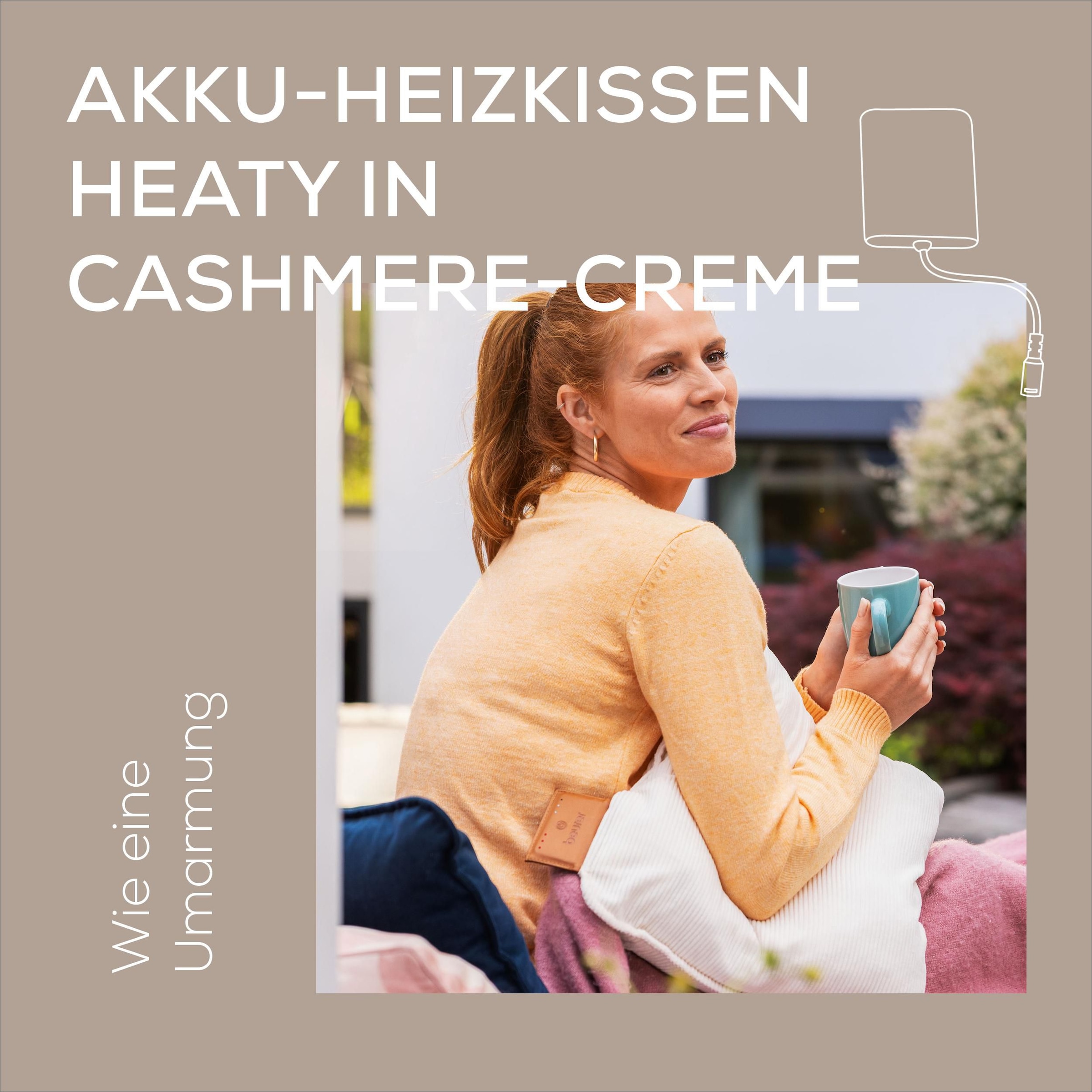 BEURER Heizkissen »HK 77 Heaty, kabellos« Stylisches Design mit modernem Cordstoff, 3 Temperaturstufen, 45x45 cm