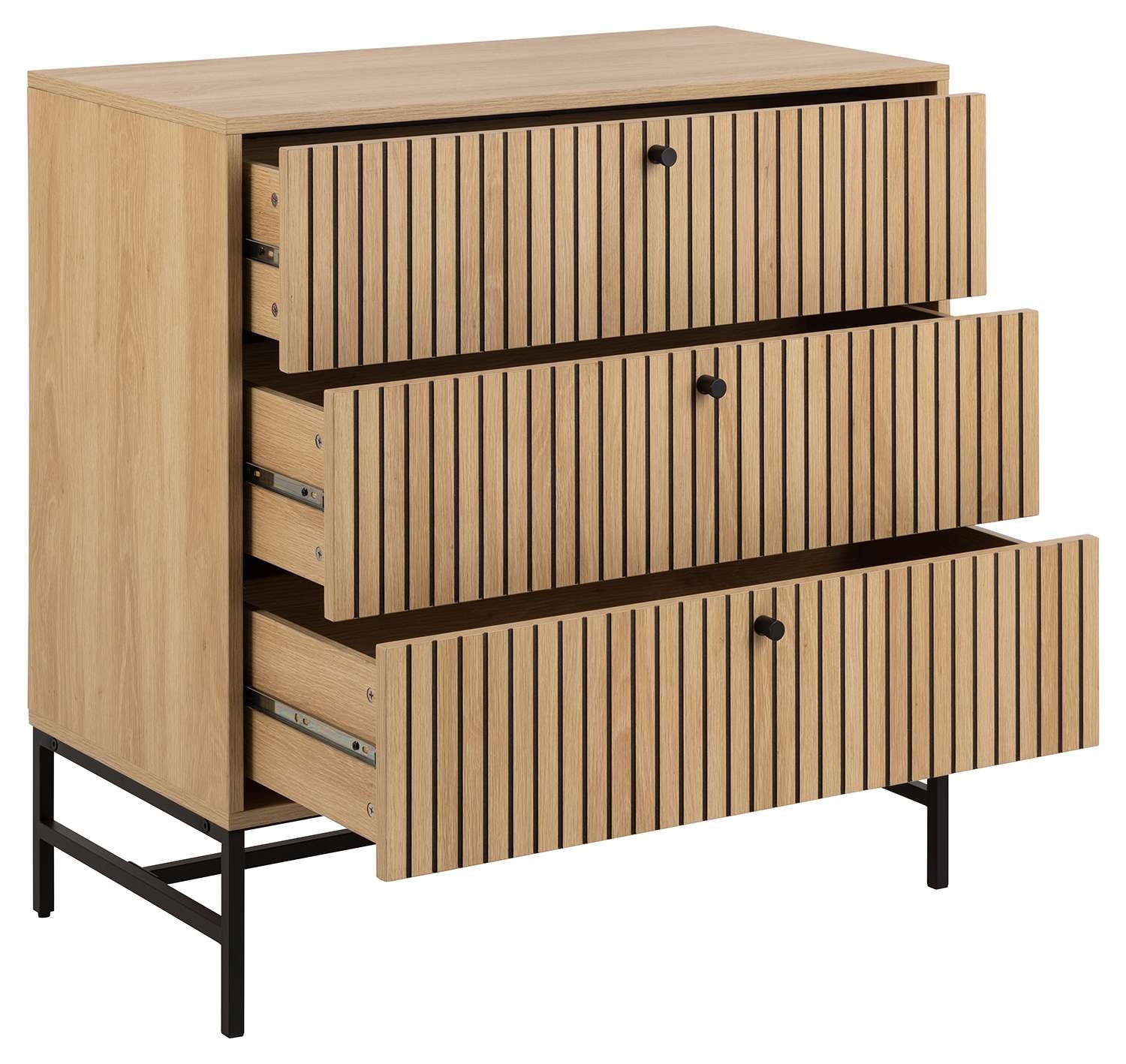 ACTONA GROUP Sideboard »Albany«, Eiche-Optik, Lamellenfront, 3 Schubladen, B: 80, 6 cm